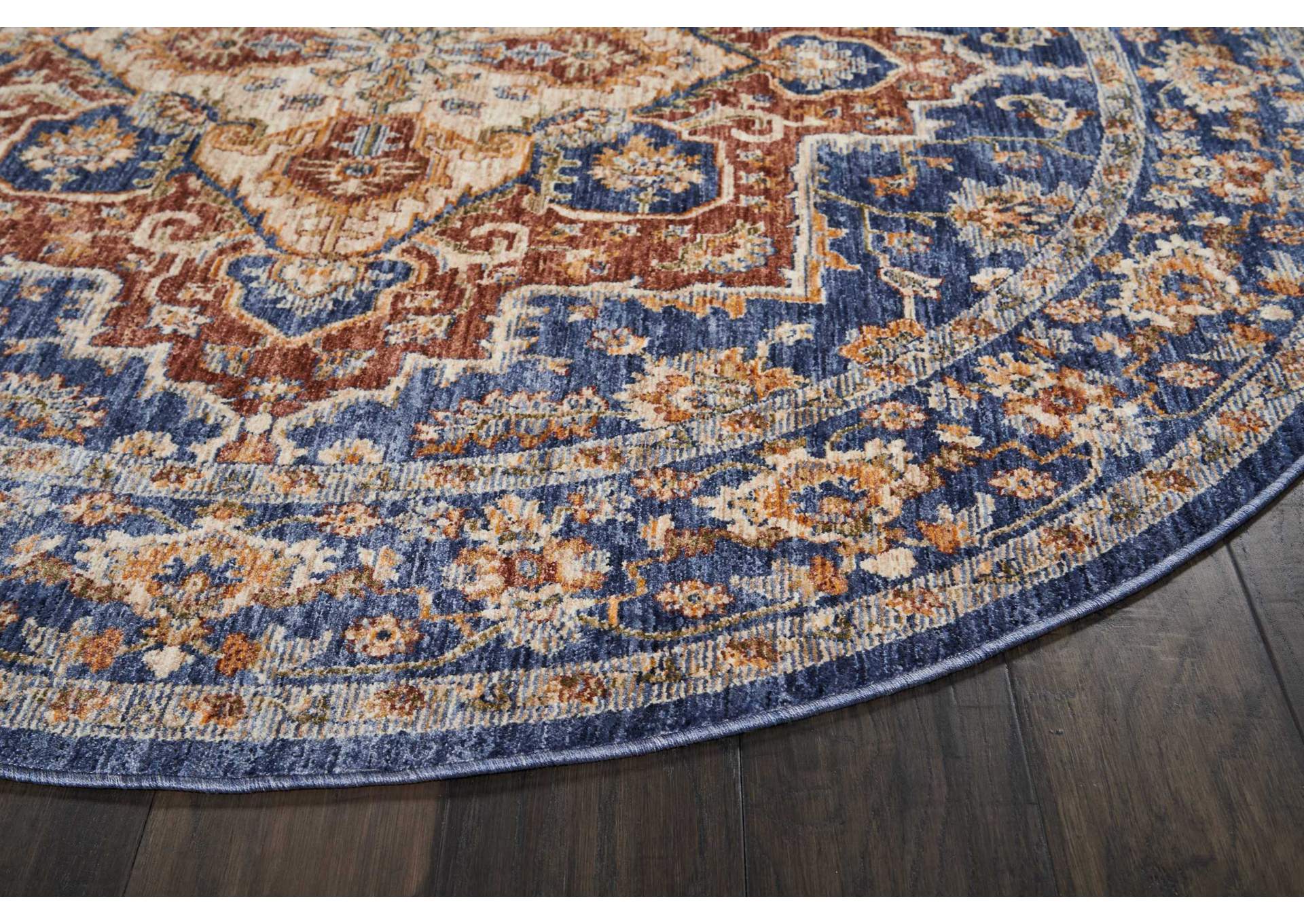 Nourison Lagos LAG01 Blue Multicolor 5' Round Area Rug,Nourison
