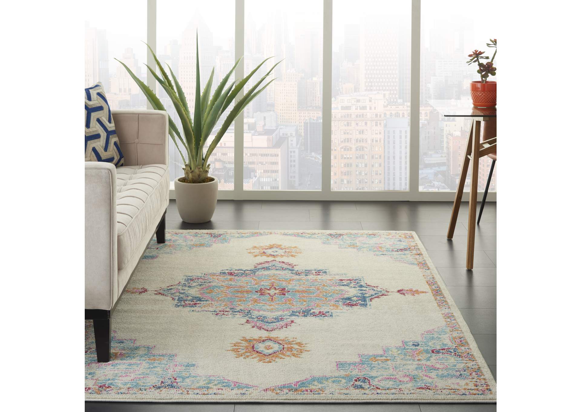 Nourison Passion 4' x 6' Grey, Ivory, Multicolored Bohemian Area Rug,Nourison
