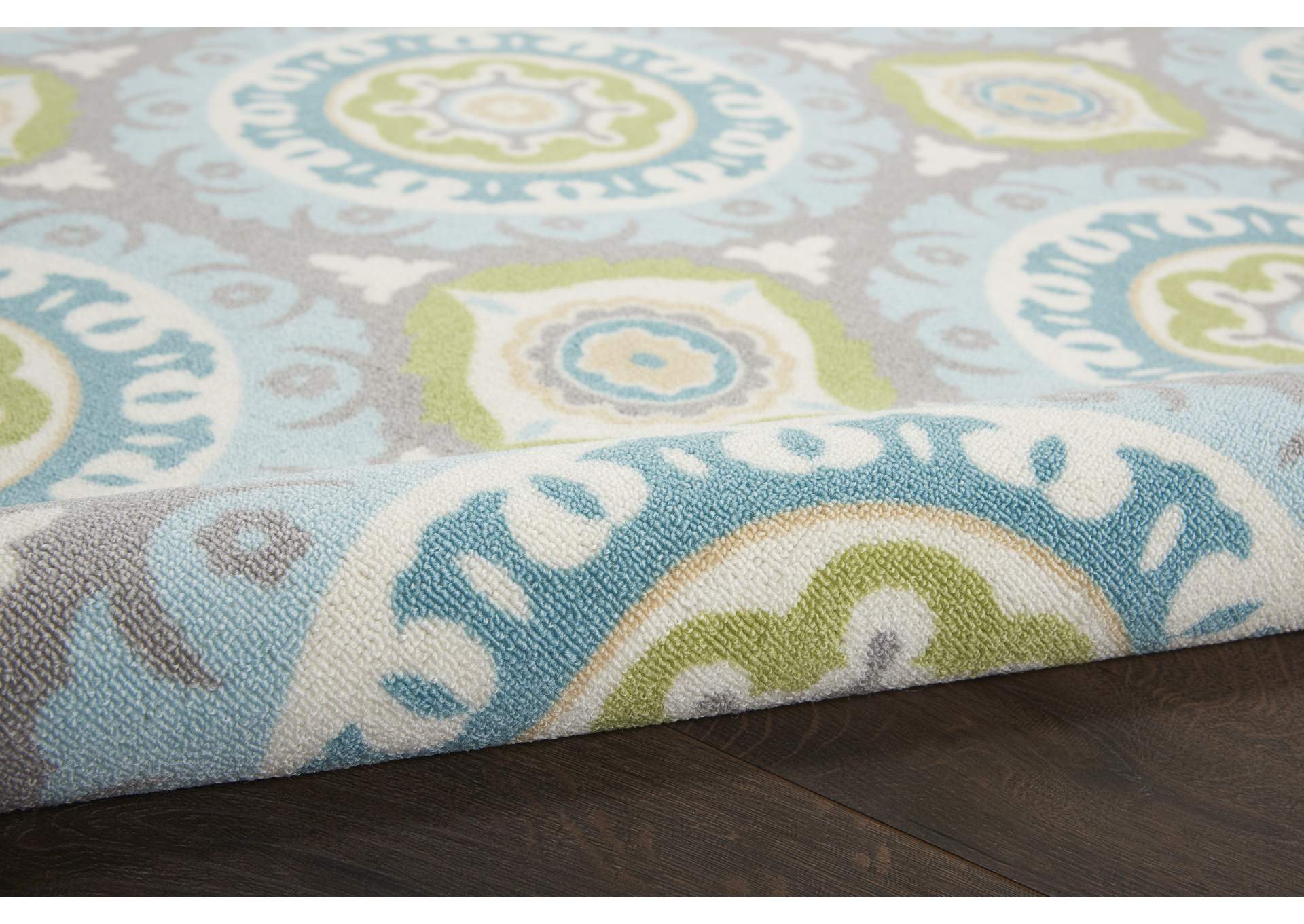 Waverly Sun N Shade SND16 Green 8' Runner Hallway Rug,Nourison