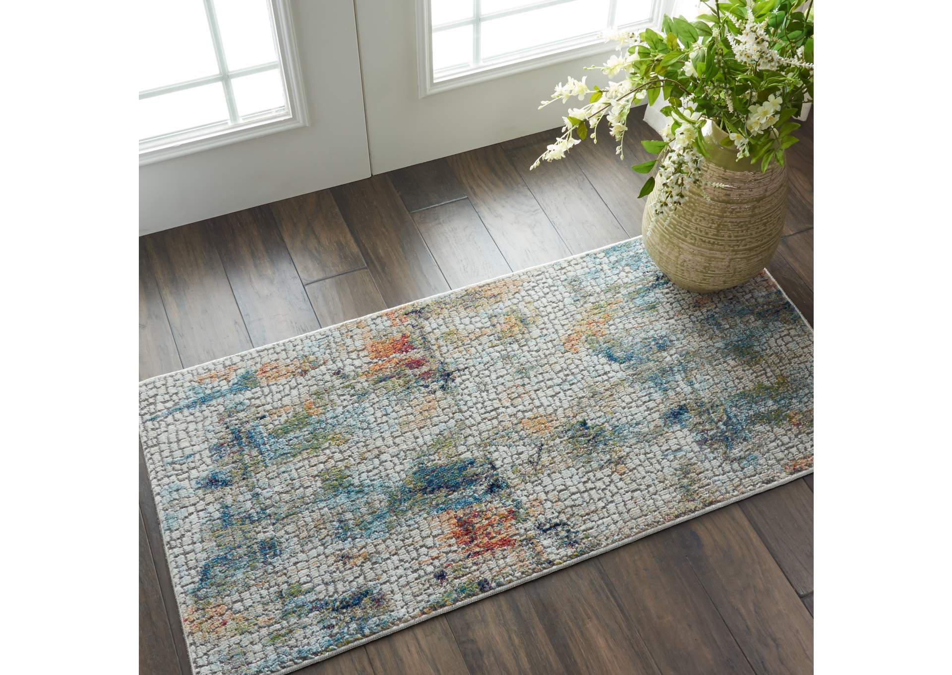 Nourison Ankara Global ANR09 White Multicolor Abstract Area Rug,Nourison