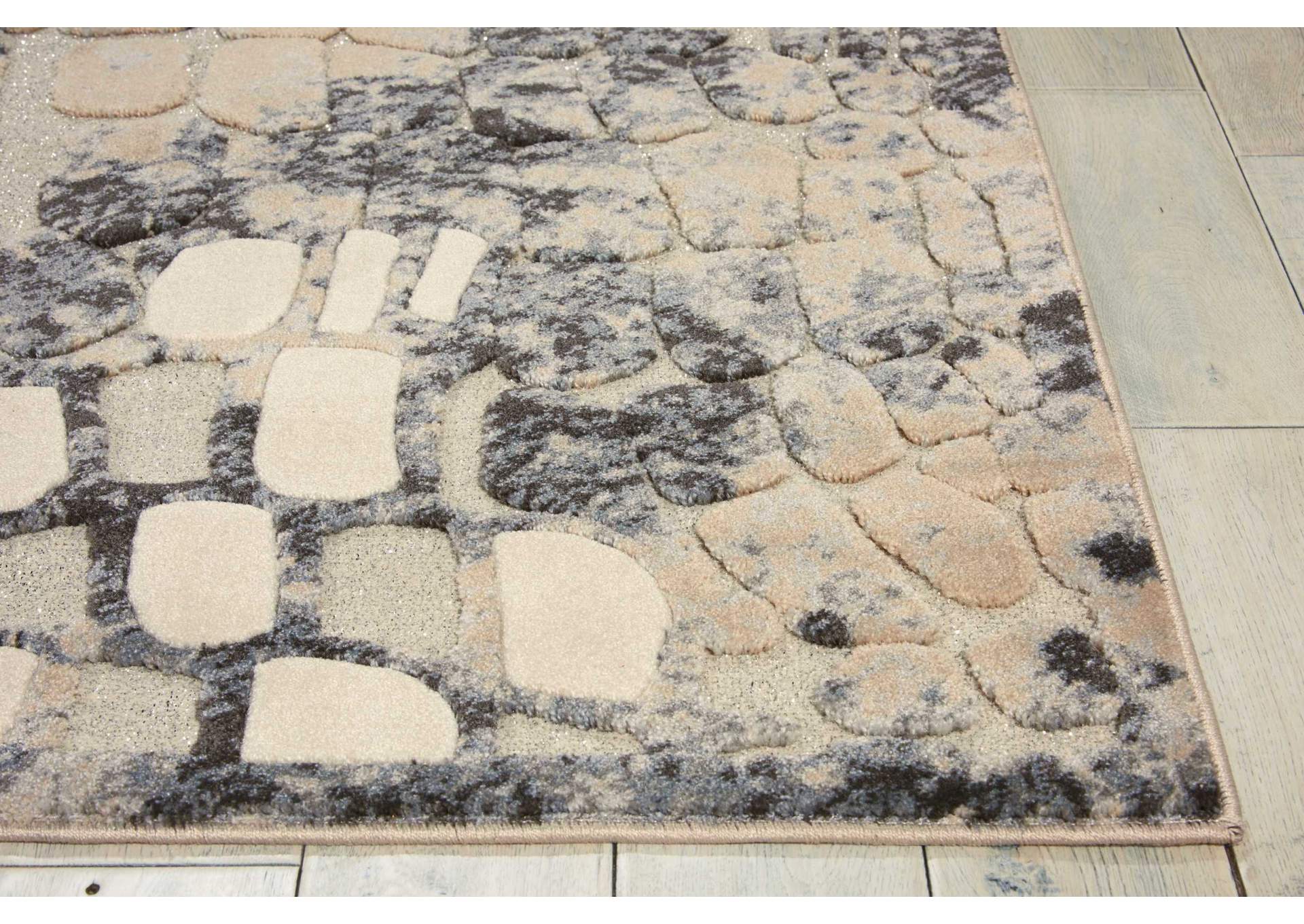 Michael Amini Gleam MA604 White and Grey 9'x13' Rug,Nourison
