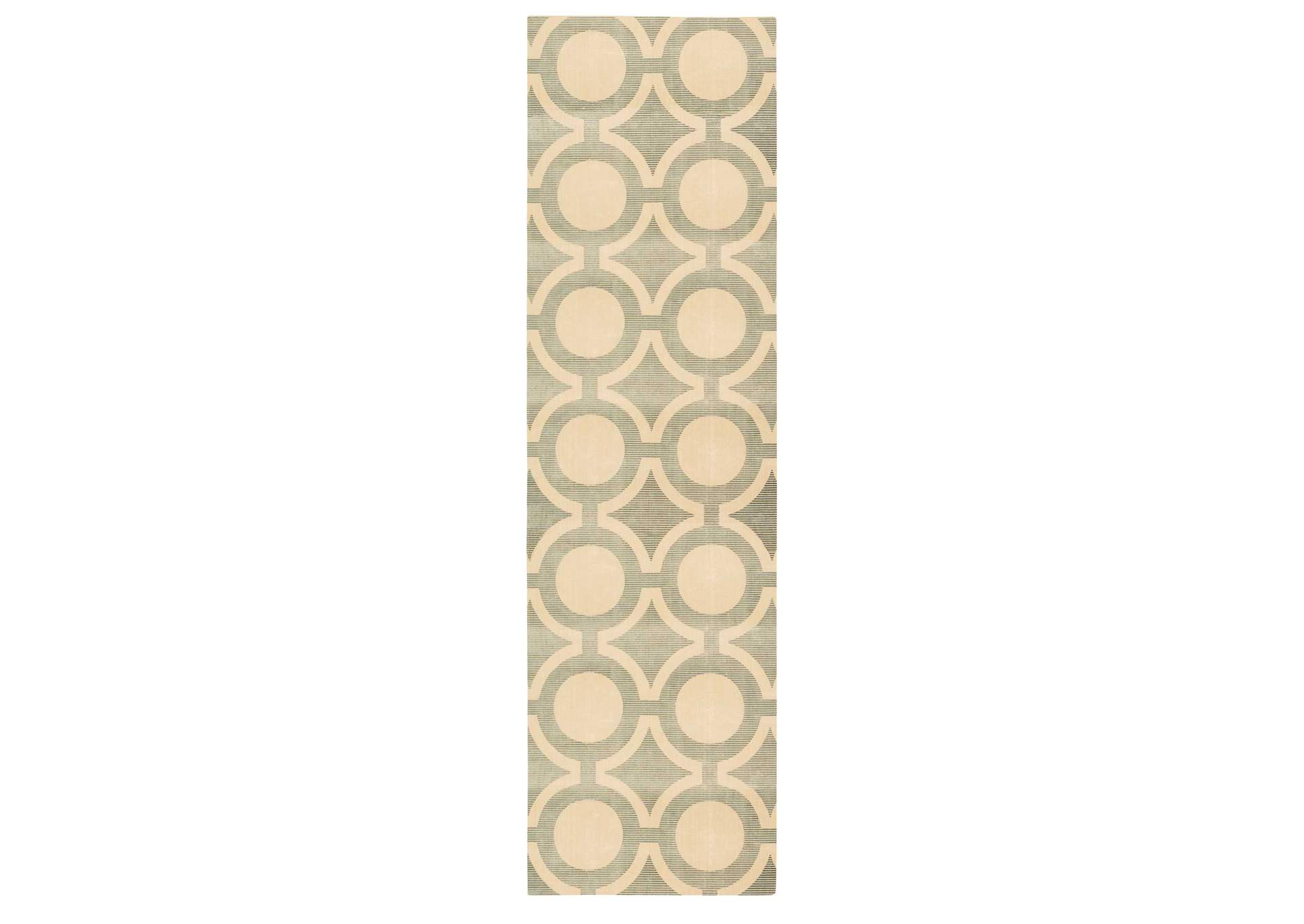 Nourison Luminance LUM01 Beige and White 8' Runner Hallway Rug,Nourison