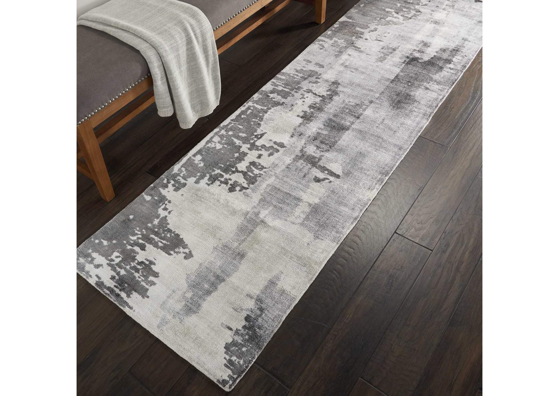 kathy ireland Home Safari Dreams KI373 Grey 8' Runner Hallway Rug,Nourison