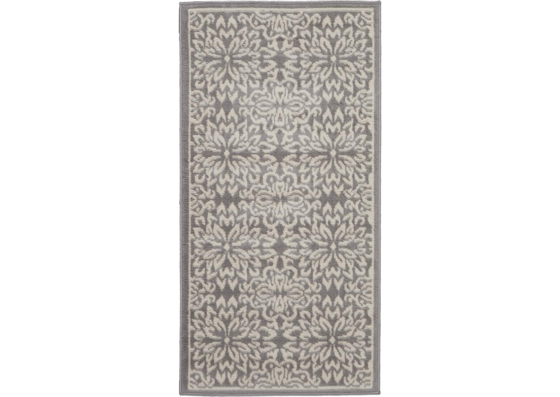 Nourison Jubilant 2' x 4' Small Grey Floral Area Rug,Nourison