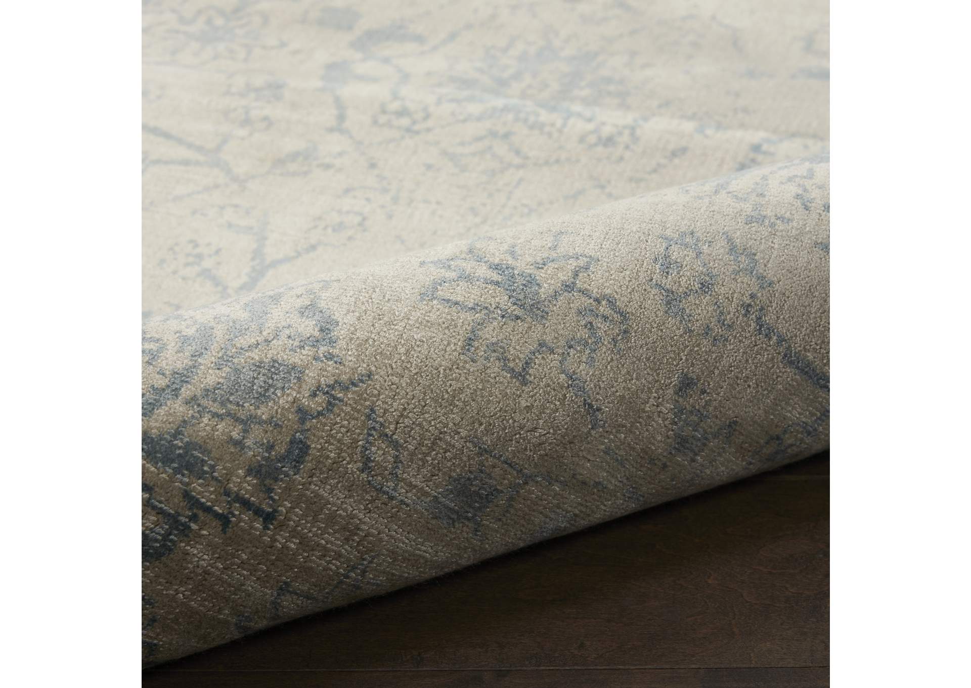 kathy ireland Home Desert Skies DSK06 Beige and Blue 8' Runner Hallway Rug,Nourison