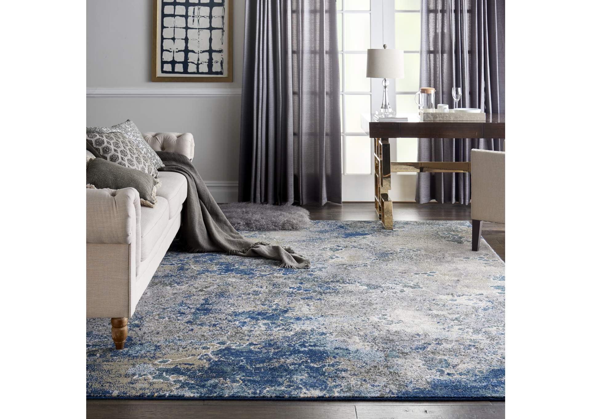 Nourison Artworks ATW02 Blue and Grey 10'x13' Rug,Nourison