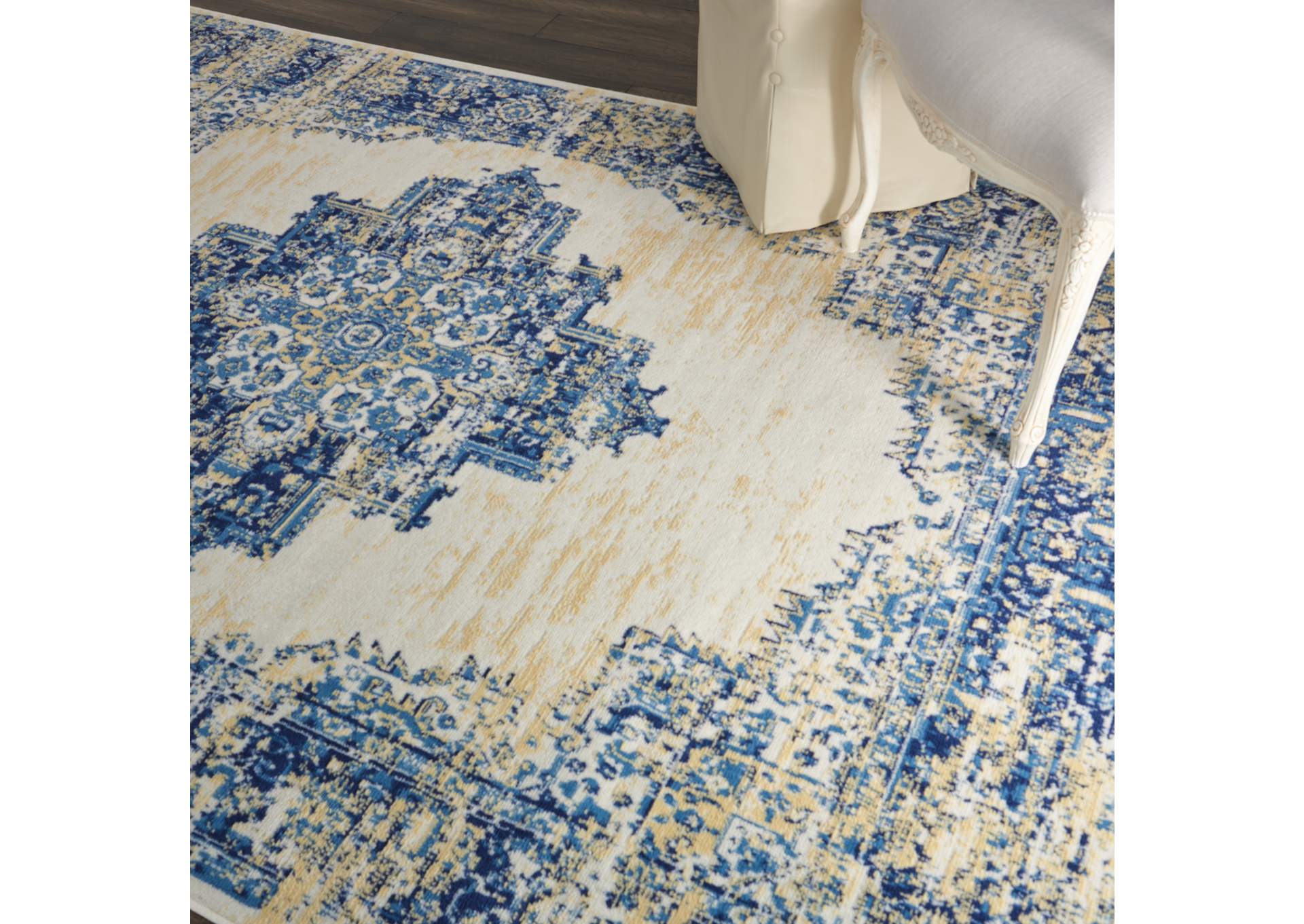 Nourison Grafix GRF14 White and Blue 6'x9' Area Rug,Nourison