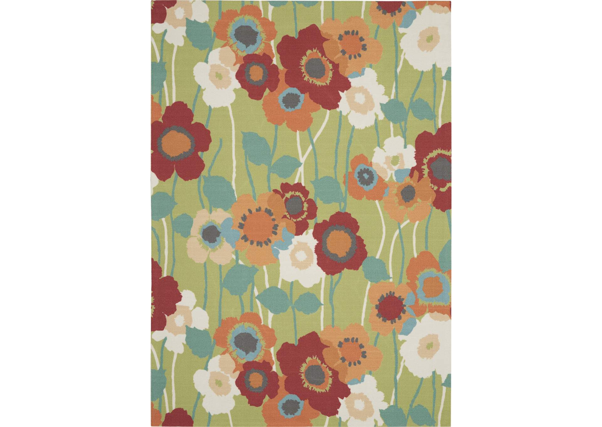 Waverly Sun N Shade SND27 Green 4'x6' Area Rug,Nourison