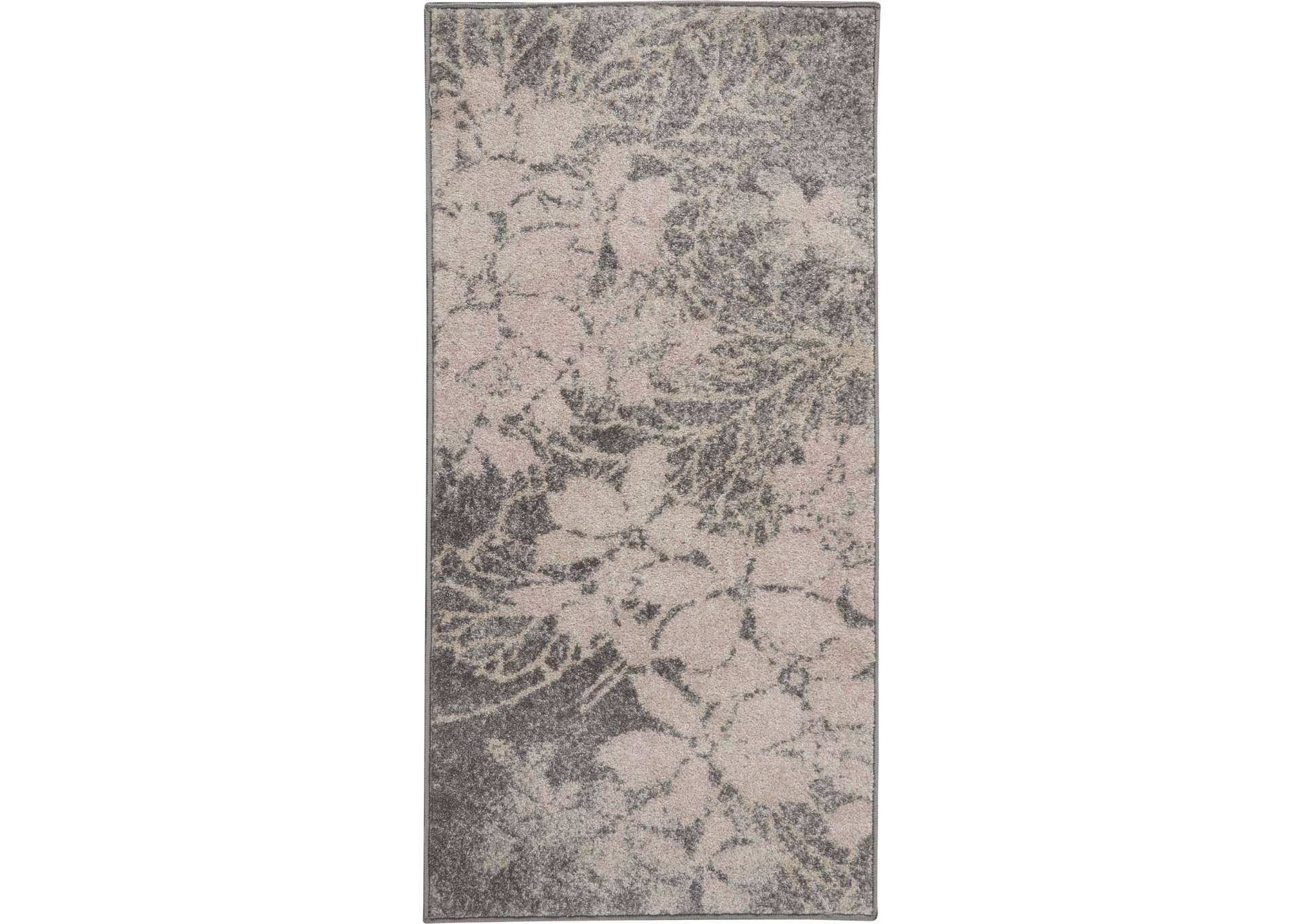 Nourison Tranquil 2'x4' Pink and Grey Ombre Floral Small Rug,Nourison