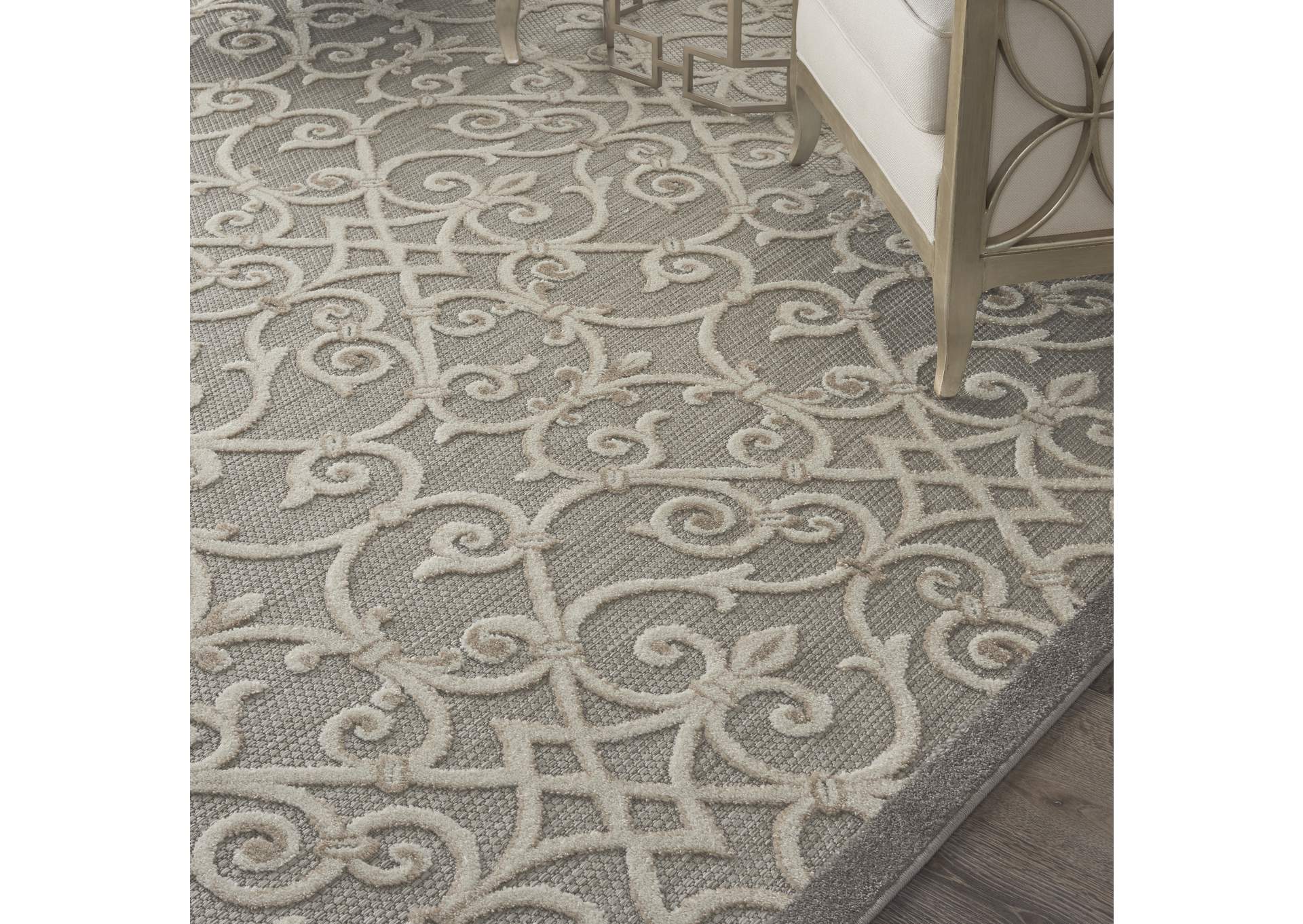 Nourison Aloha 10'x13' Grey Patio Area Rug,Nourison