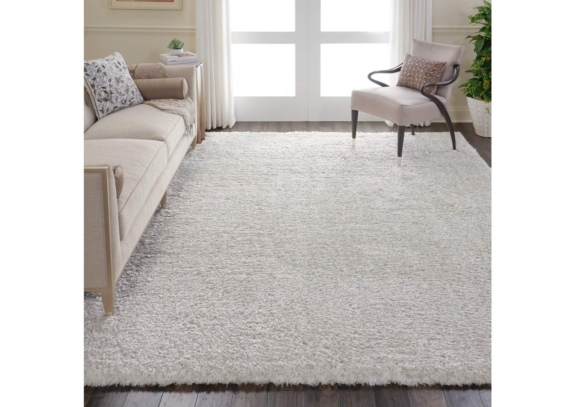 Nourison Luxe Shag LXS01 Grey 9'x12' Oversized Rug,Nourison