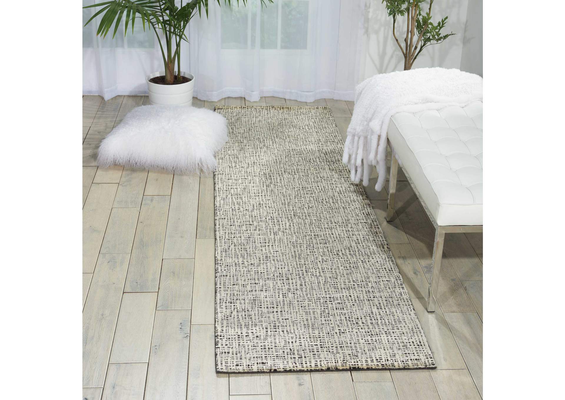 Nourison Starlight STA02 Black 8' Runner Hallway Rug,Nourison