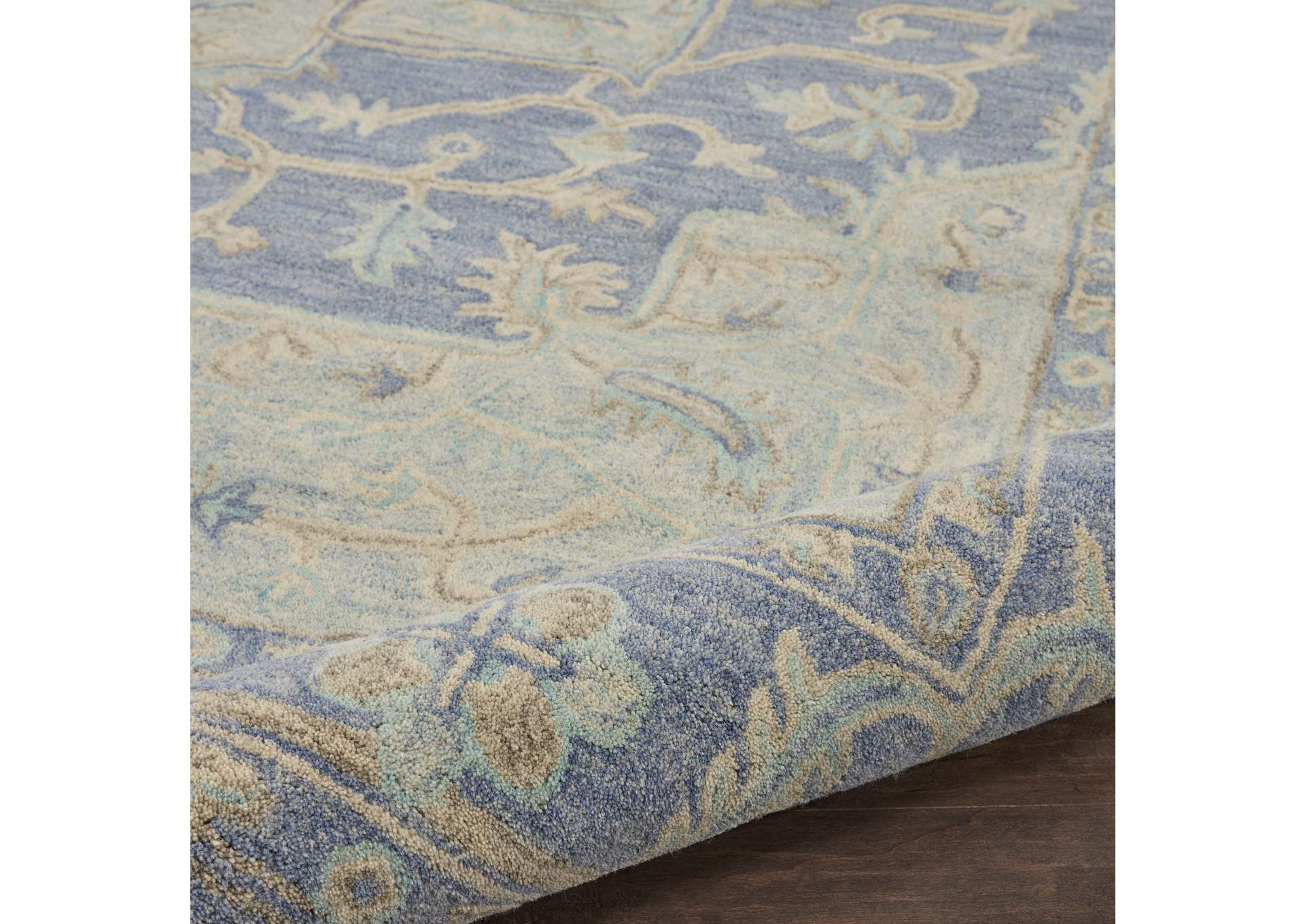 Nourison Jazmine JAZ01 Blue 9'x12' Oversized Wool Rug,Nourison