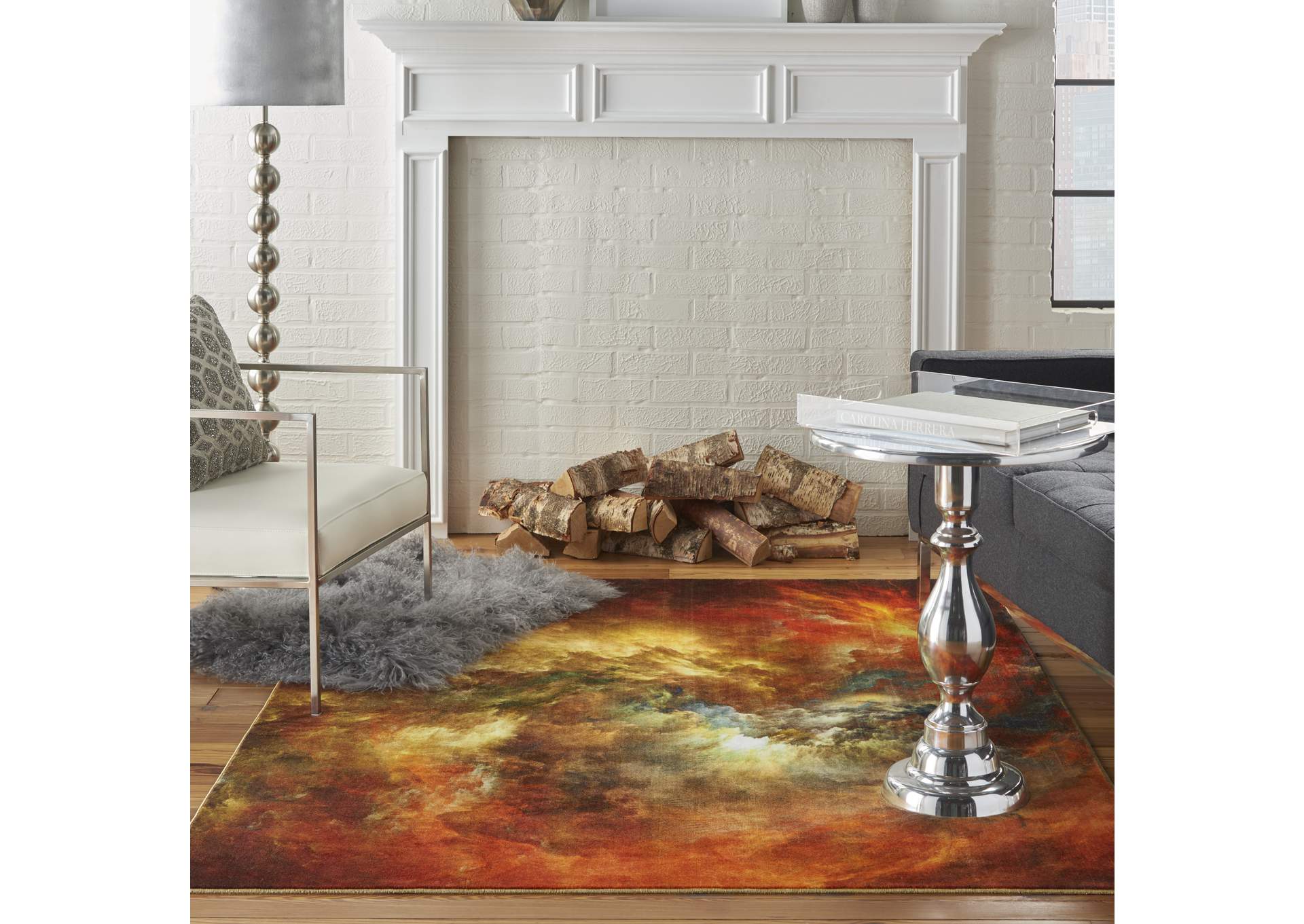 Nourison Le Reve LER07 Red and Brown 5'x7' PhotoReal Area Rug,Nourison