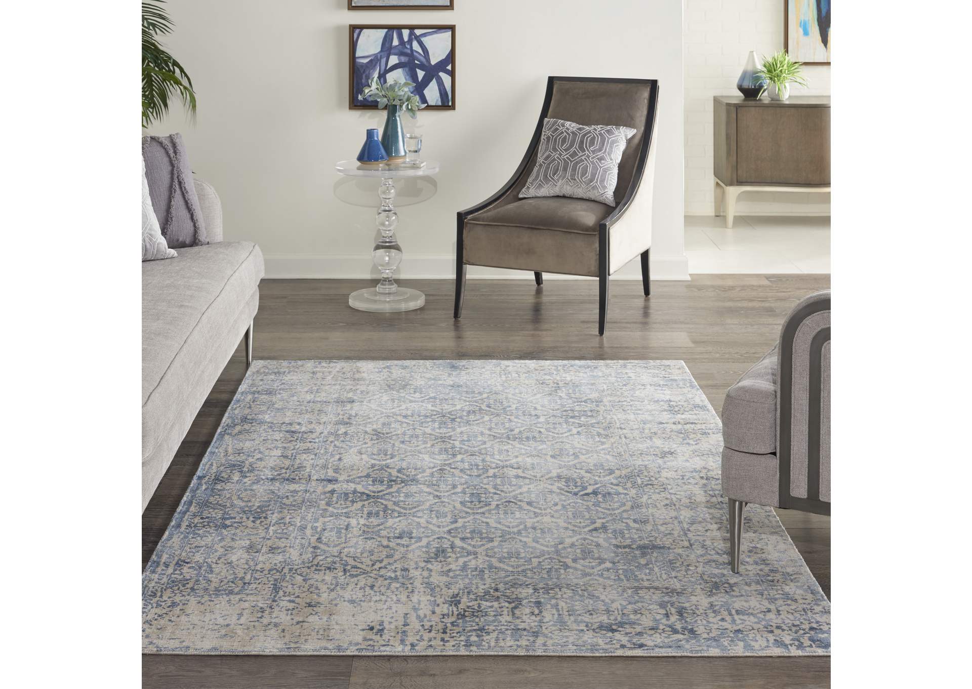 kathy ireland Home Desert Skies DSK04 Blue 5'x8' Area Rug,Nourison