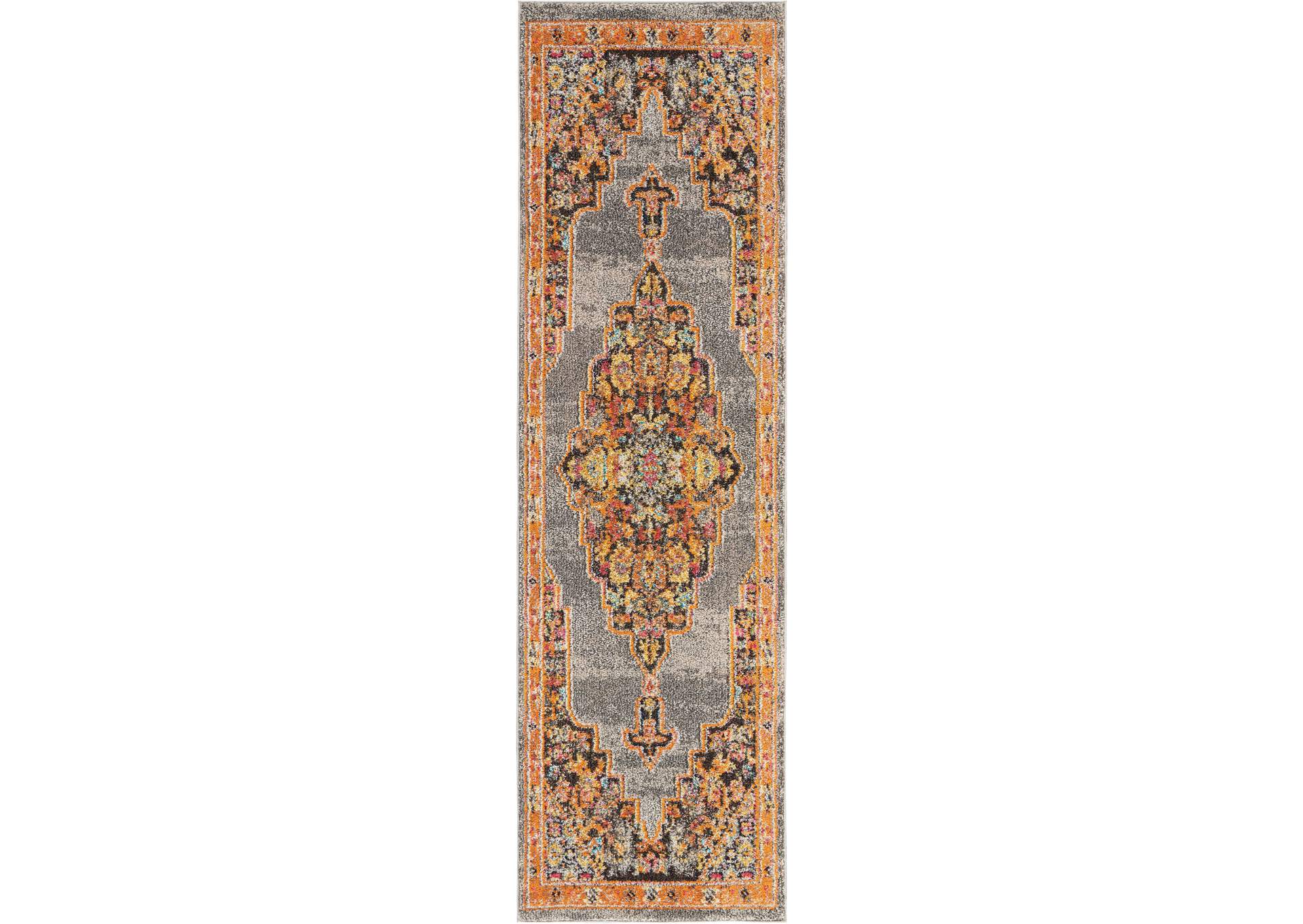 Nourison Passionate PST01 Grey Multicolor 8' Runner Hallway Rug,Nourison