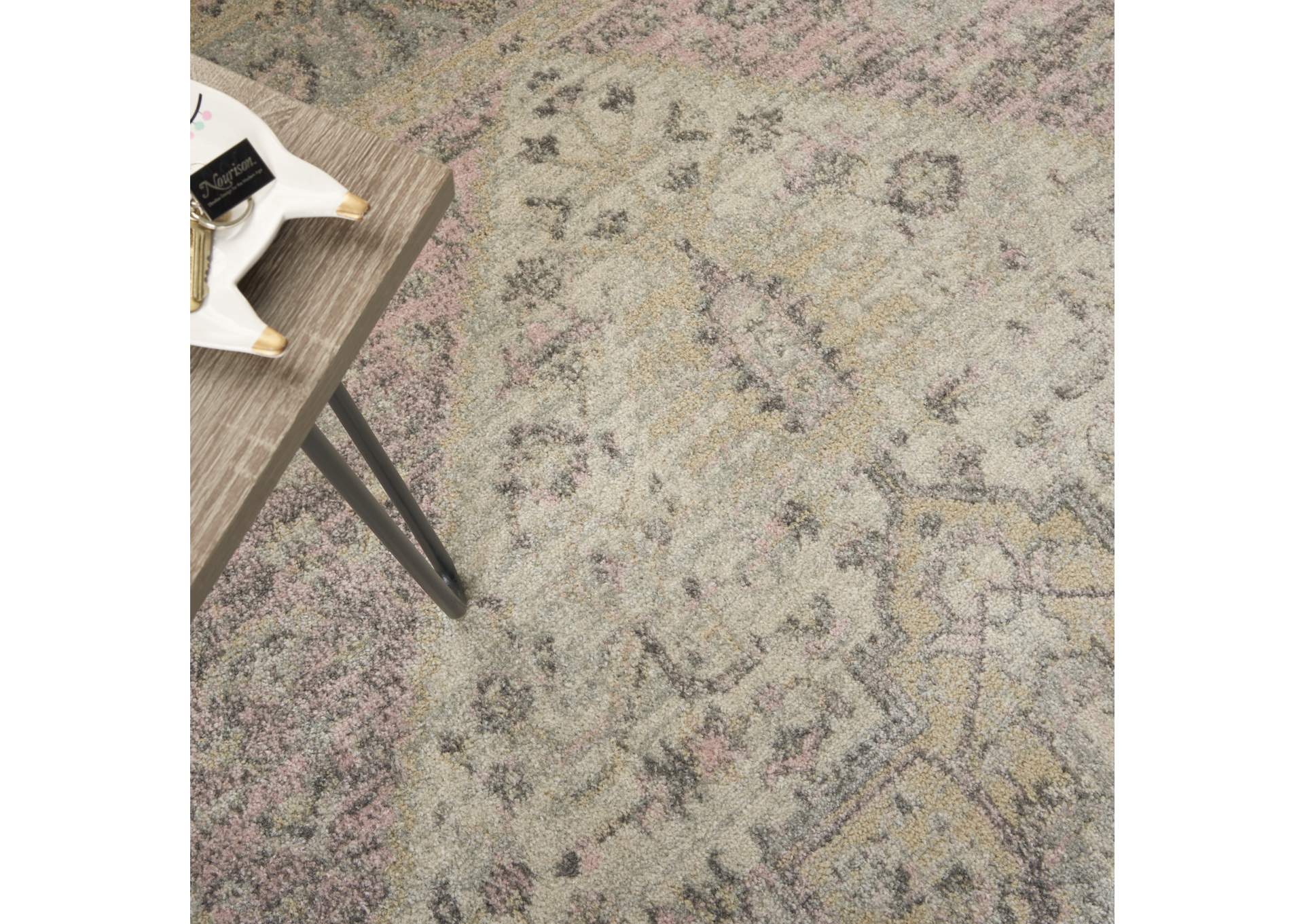 Nourison Tranquil TRA06 Pink and Beige 4'x6' Kashan Area Rug,Nourison