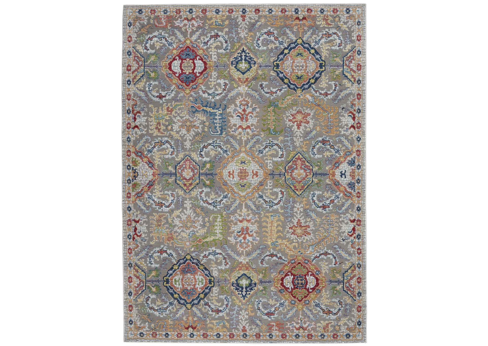 Nourison Ankara Global ANR12 Grey Multicolor 4'x6' Persian Area Rug,Nourison