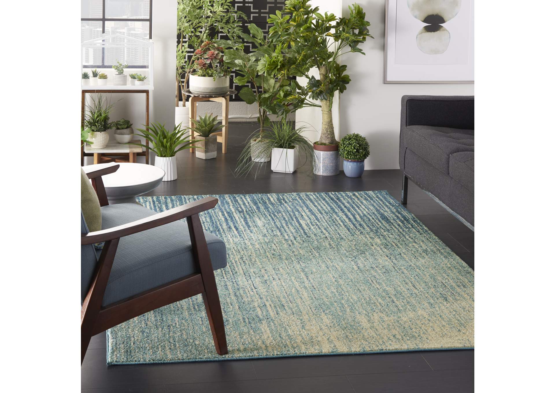Nourison Passion 5' x 7' Navy Light Blue Area Rug,Nourison