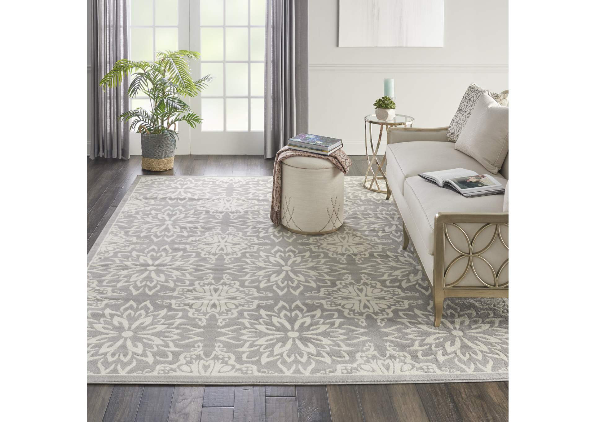 Nourison Jubilant JUB06 Grey 8'x10' Large Low-pile Rug,Nourison