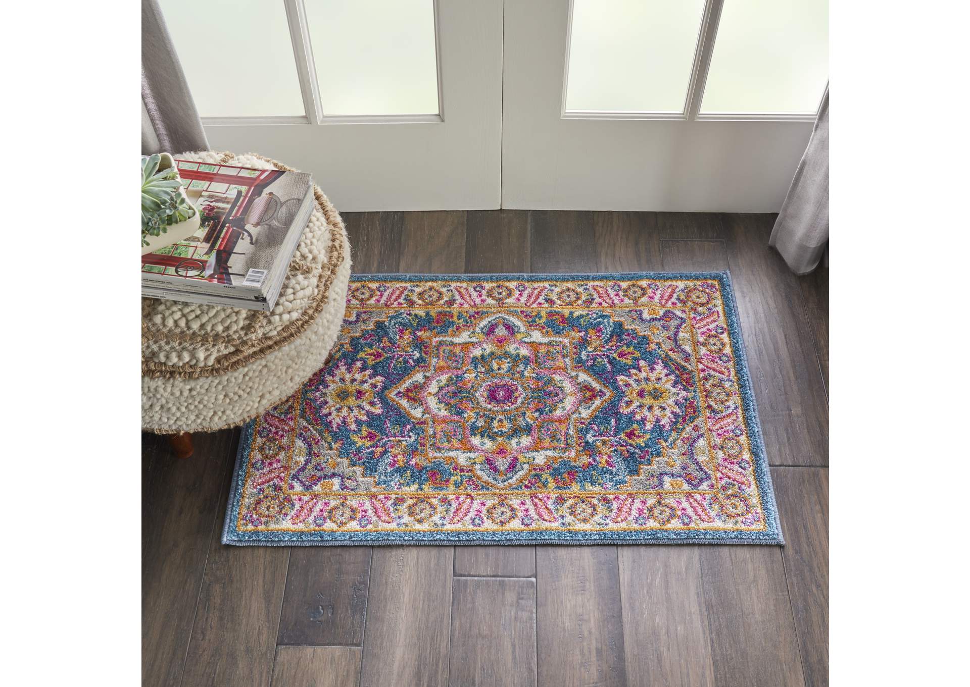 Nourison Passion 2'x3' Teal Multicolor Persian Area Rug,Nourison