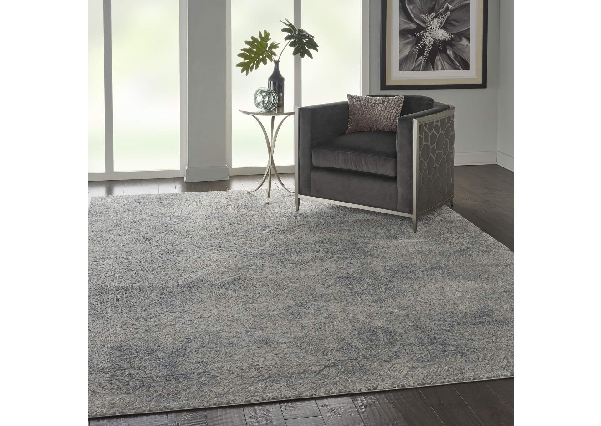 Nourison Rustic Textures RUS09 Ivory and Slate Blue 9'x13' Oversized Rug,Nourison