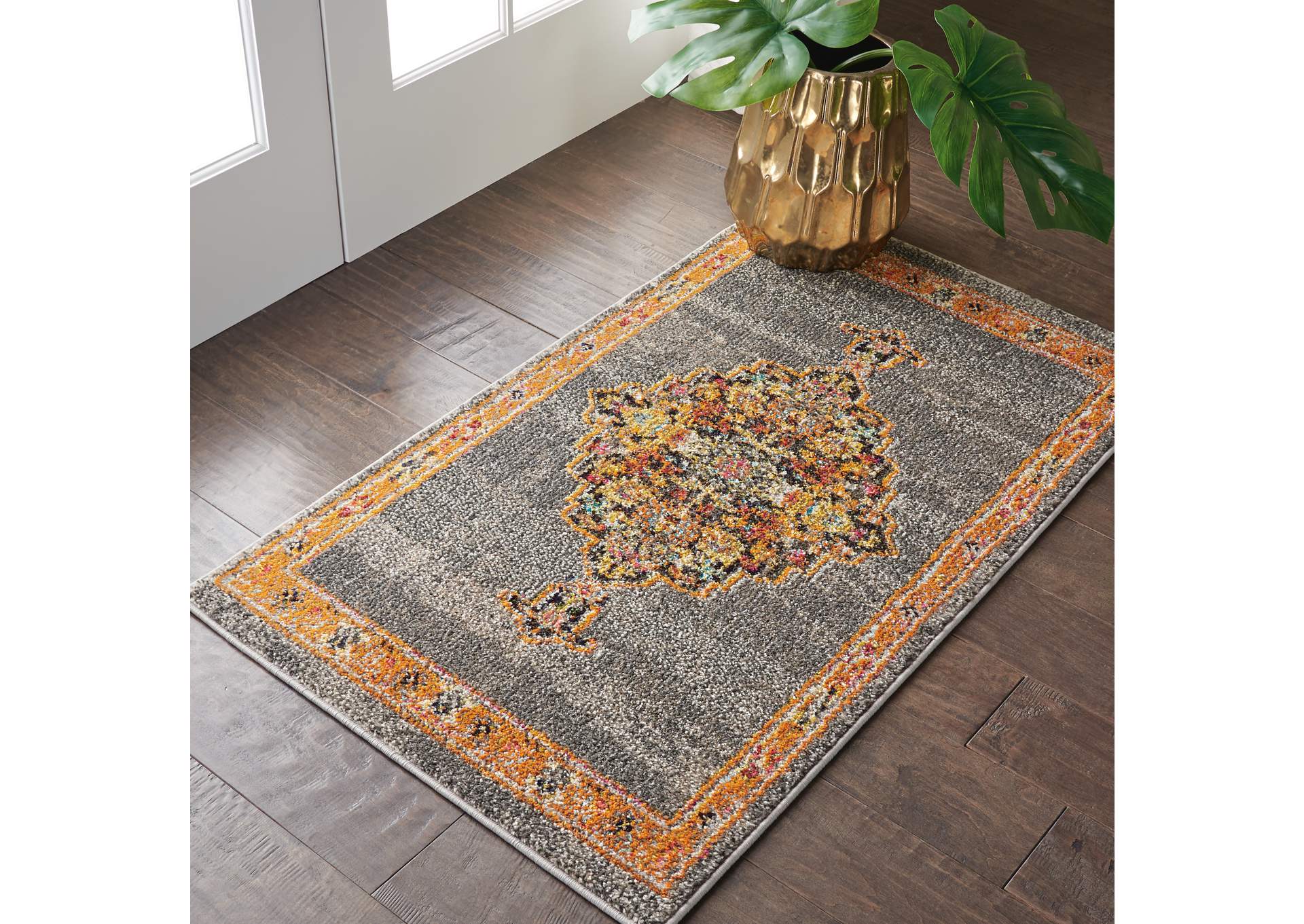 Nourison Passionate 2' X 4' Grey Multicolor Persian Area Rug,Nourison