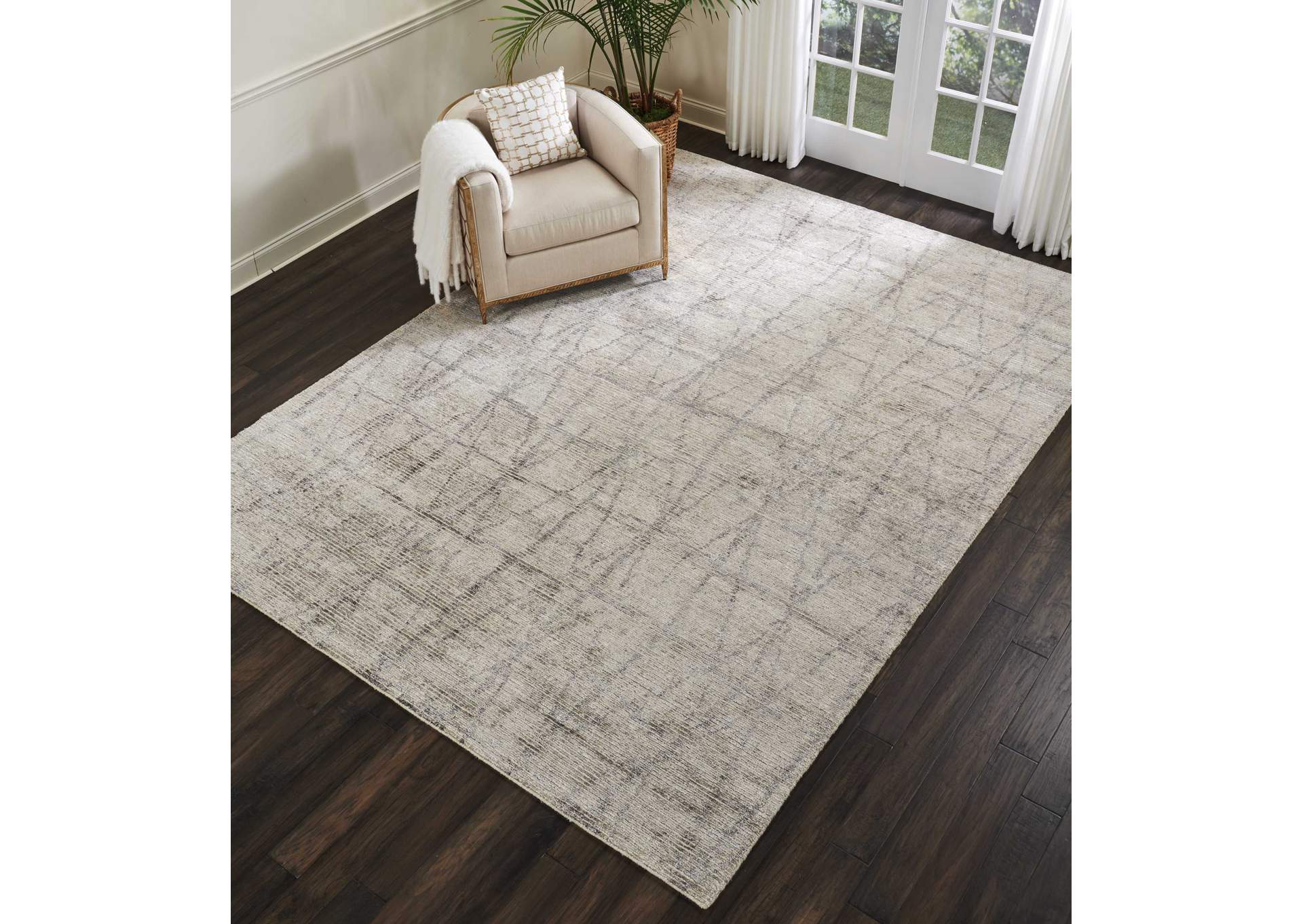 Nourison Ellora ELL02 Grey 10'x14' Oversized Handmade Rug,Nourison