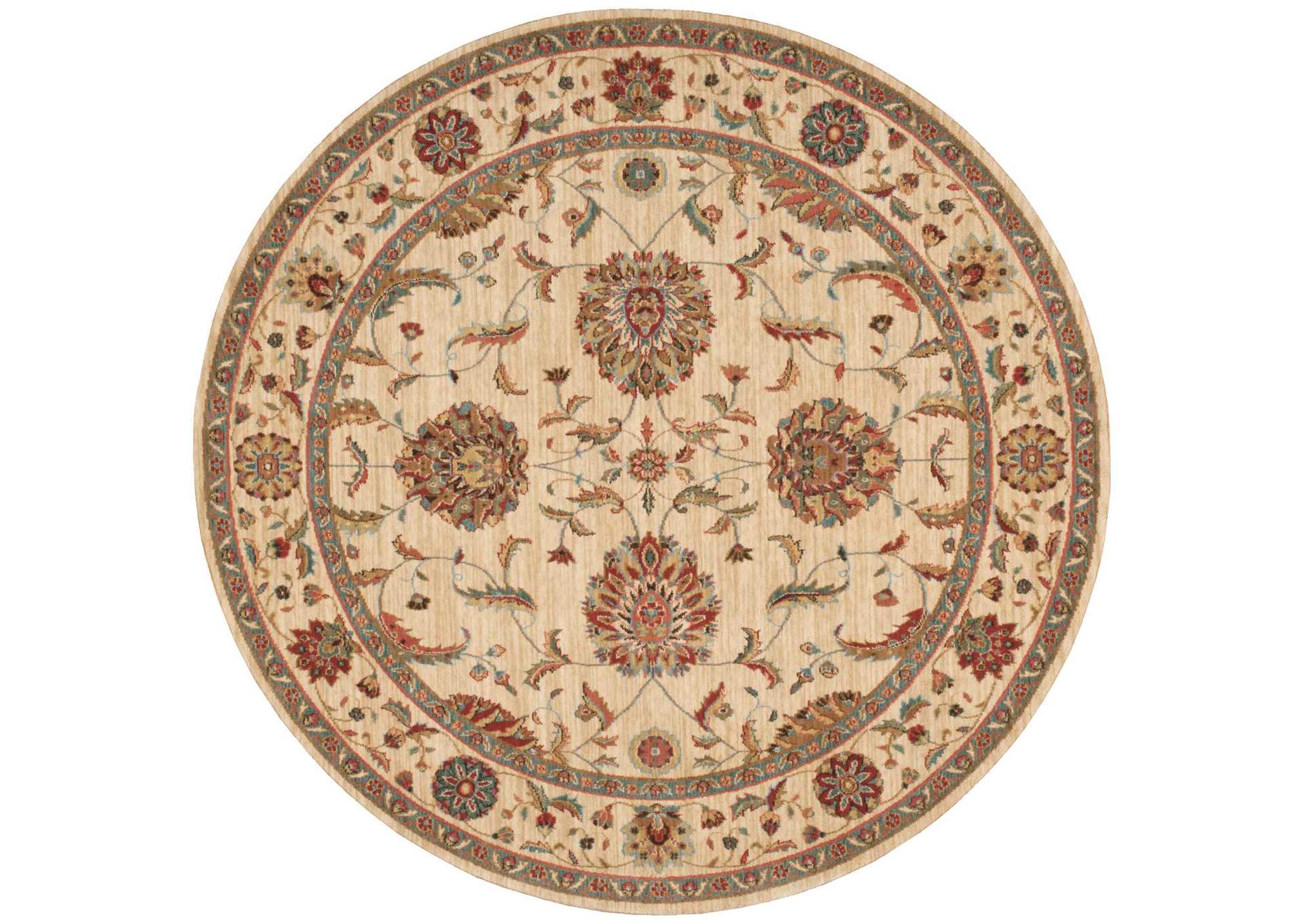 Nourison Living Treasures LI04 Beige and Red 8' Round Rug,Nourison