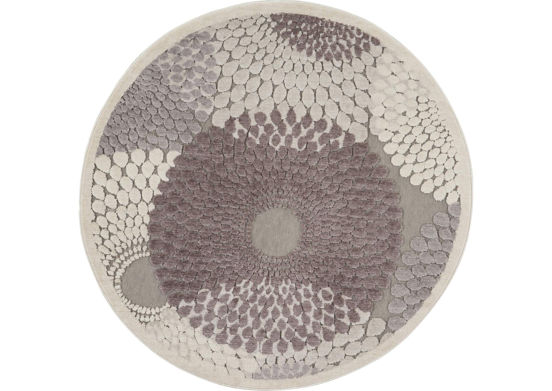 Nourison Graphic Illusions GIL04 Grey 8' Round Rug,Nourison