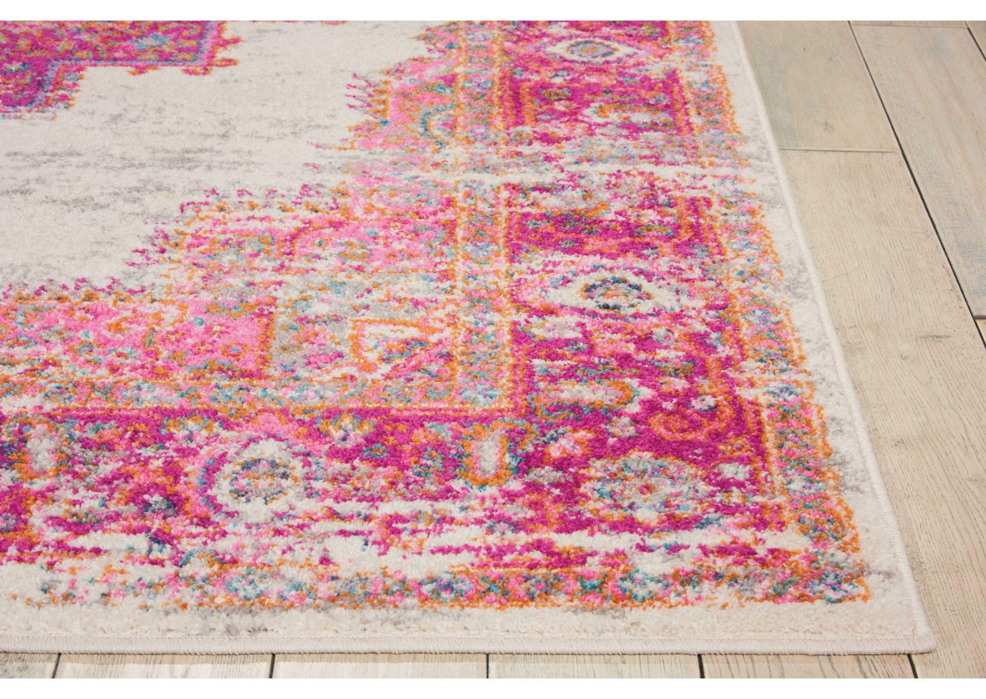 Nourison Passion PSN03 Pink and White 4'x6' Vintage Area Rug,Nourison