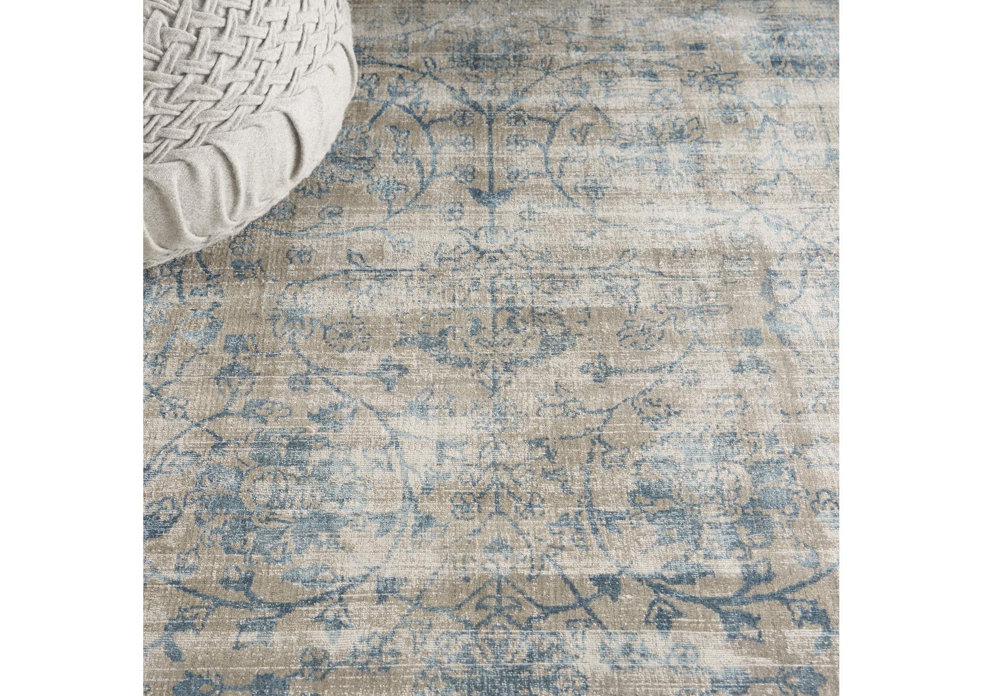 kathy ireland Home Desert Skies DSK06 Beige and Blue 4'x6' Area Rug,Nourison