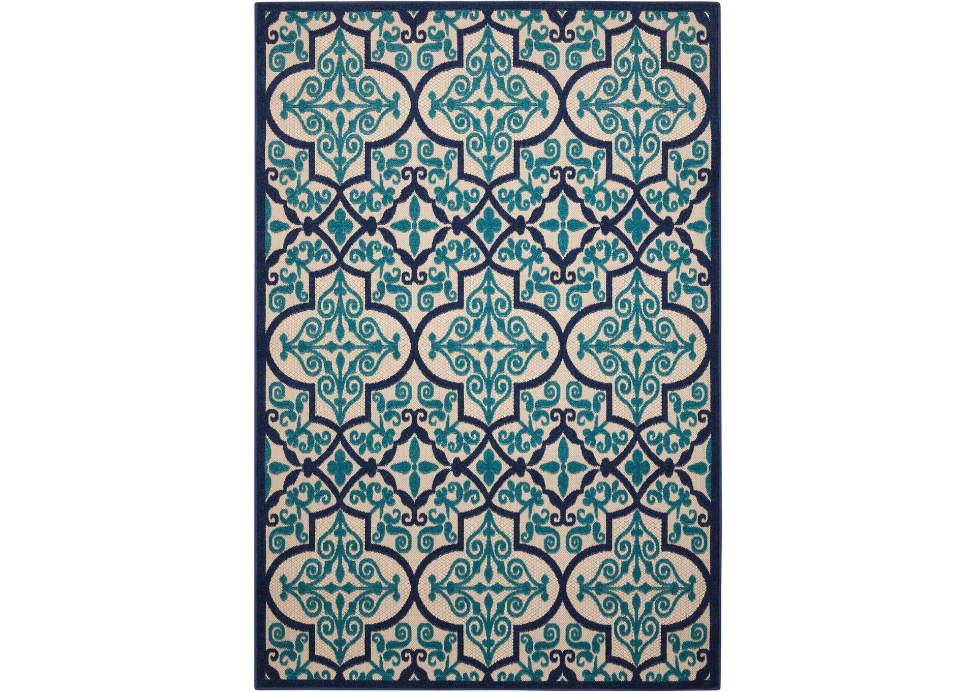Nourison Aloha ALH14 Dark Blue and Ivory 4'x6' Indoor-outdoor Area Rug,Nourison