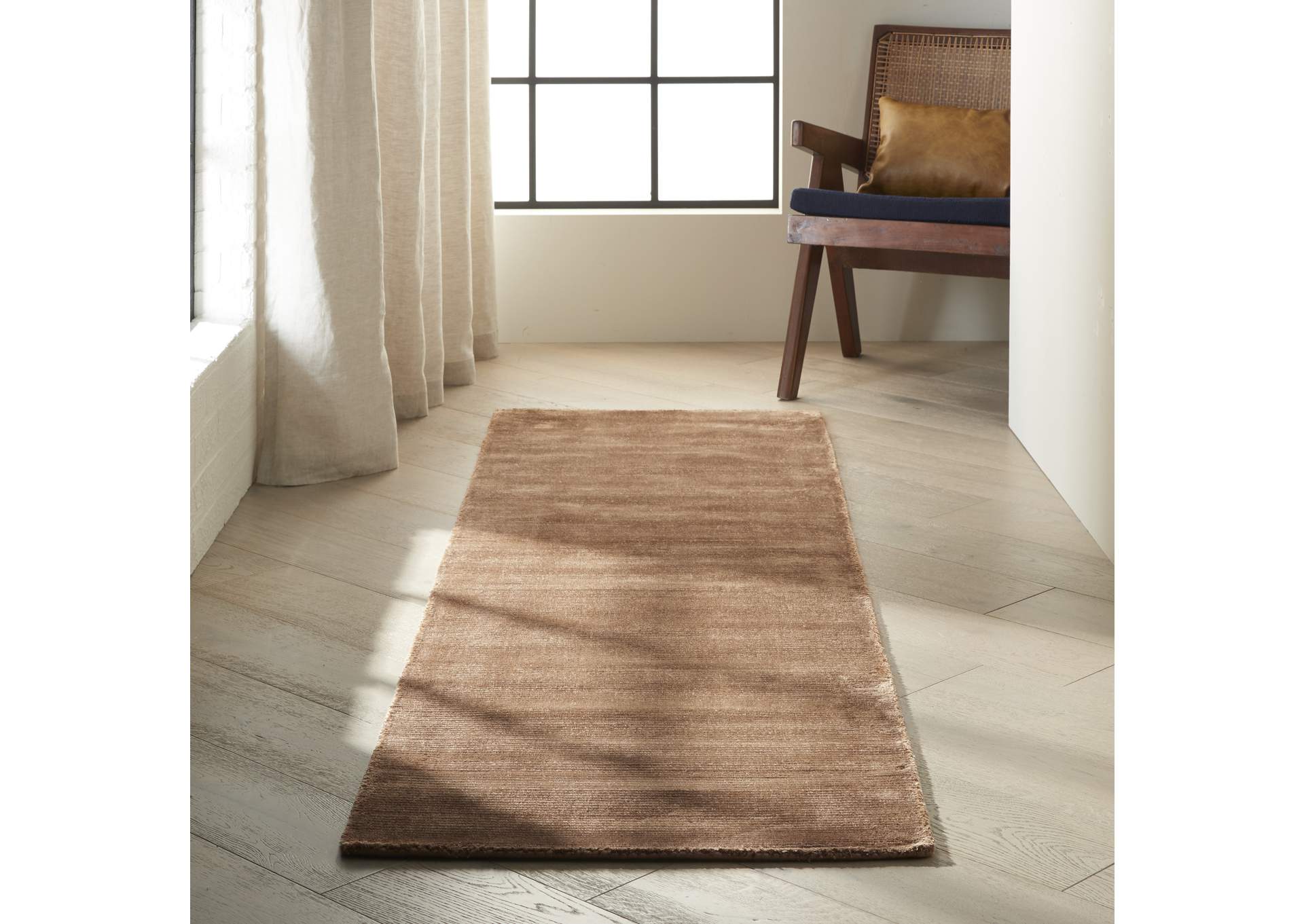 Calvin Klein Home Lunar LUN1 Brown 8' Runner Hallway Rug,Nourison
