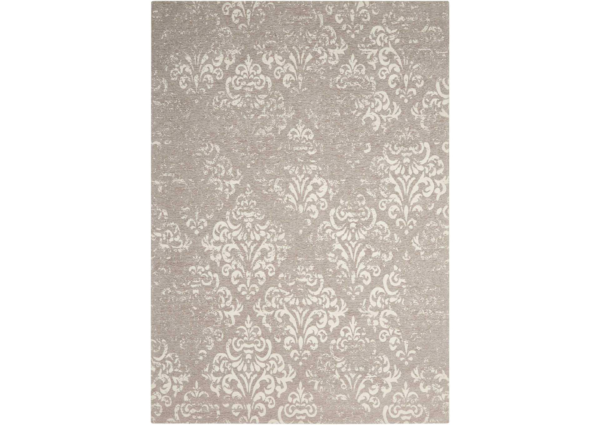 Nourison Damask DAS03 Grey and White 5'x7' Vintage Area Rug,Nourison