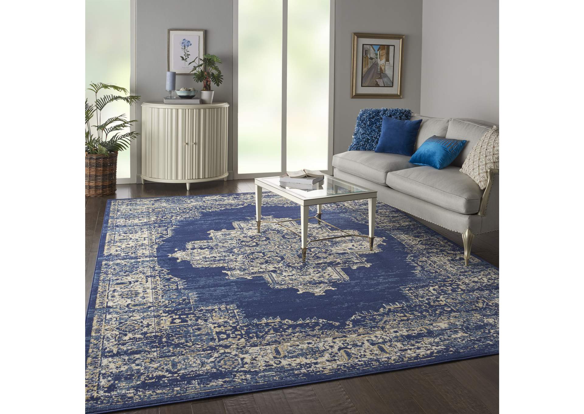 Nourison Grafix GRF14 Navy Blue Area Rug,Nourison