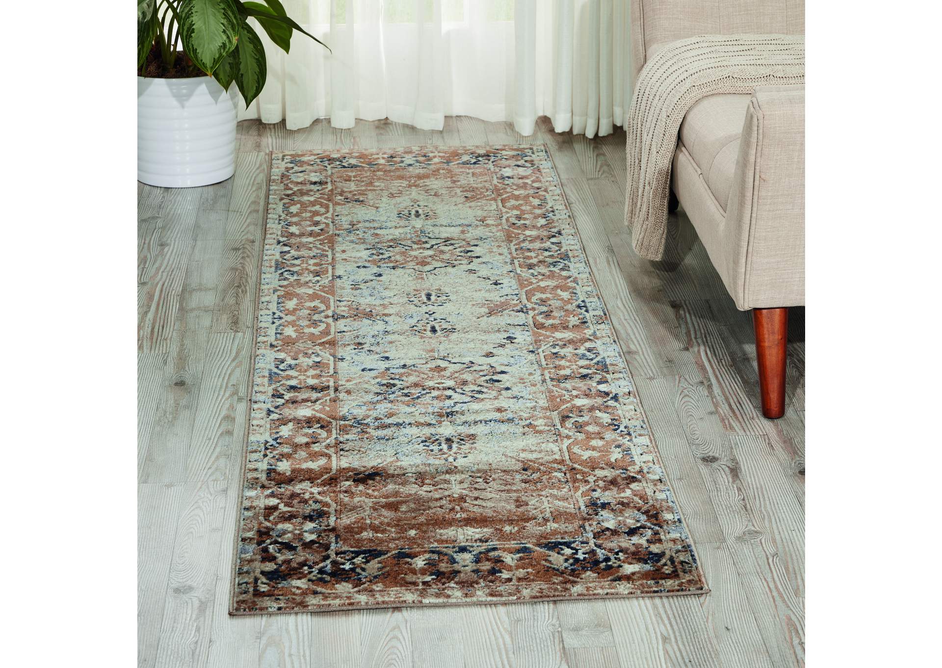 kathy ireland Home Malta MAI05 Beige 8' Runner Hallway Rug,Nourison