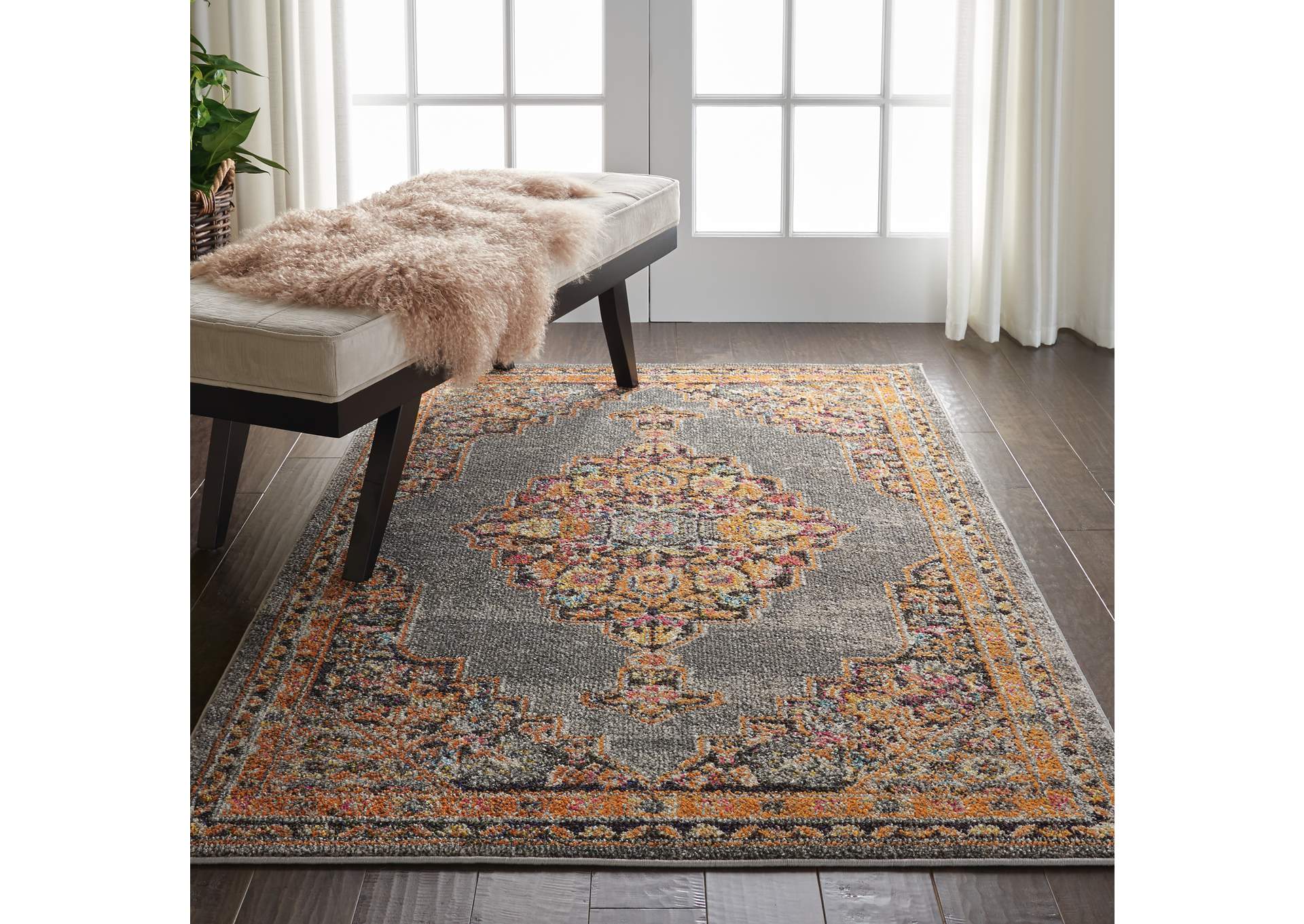 Nourison Passionate PST01 Grey Multicolor 4'x6' Persian Area Rug,Nourison