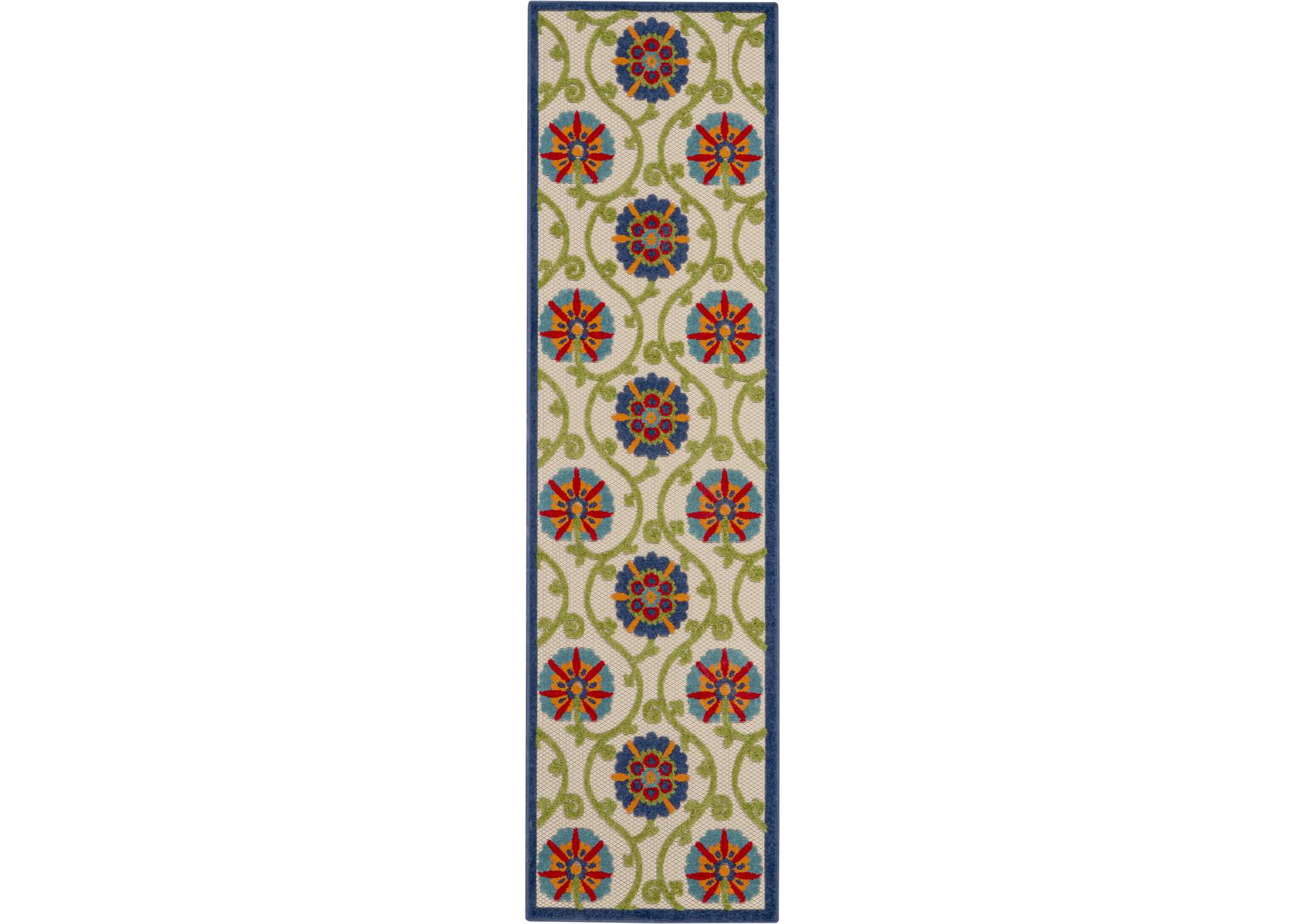 Nourison Aloha ALH19 6' Runner Blue Multicolor Easy-care Indoor-outdoor Rug,Nourison