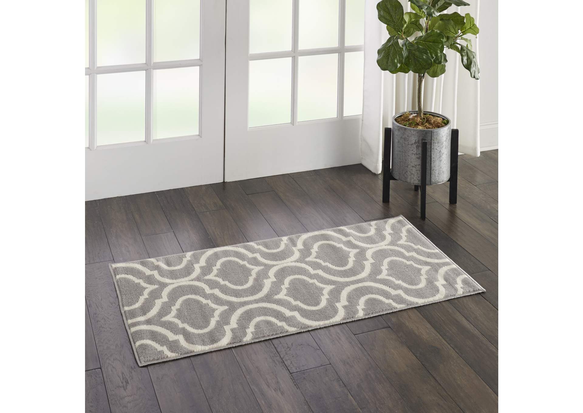 Nourison Jubilant 2' x 4' Small Grey Trellis Area Rug,Nourison