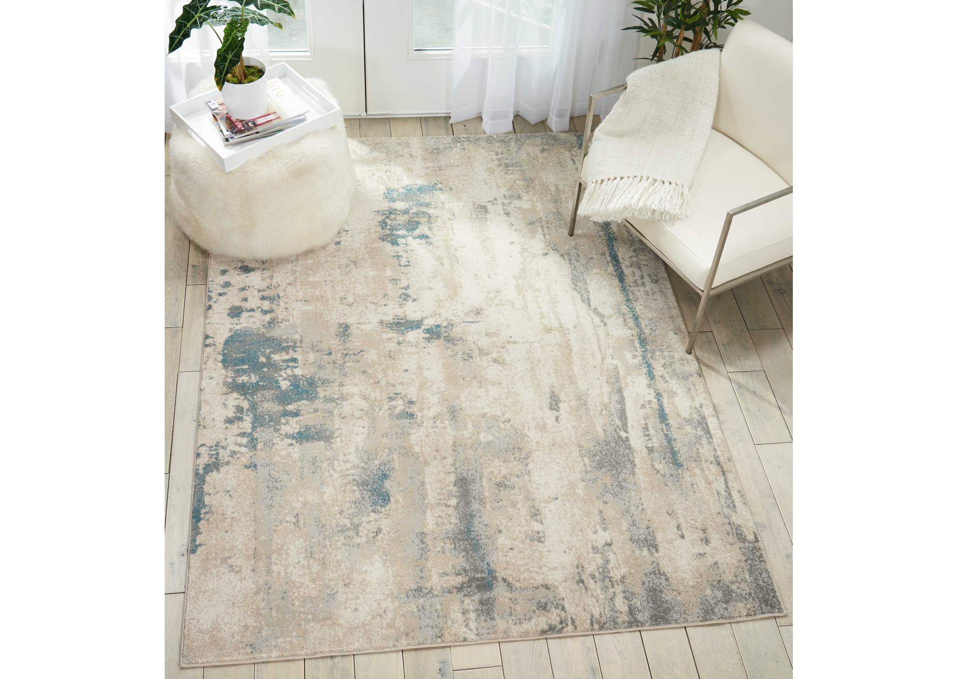 Nourison Maxell MAE17 Blue and White 5'x7' Area Rug,Nourison