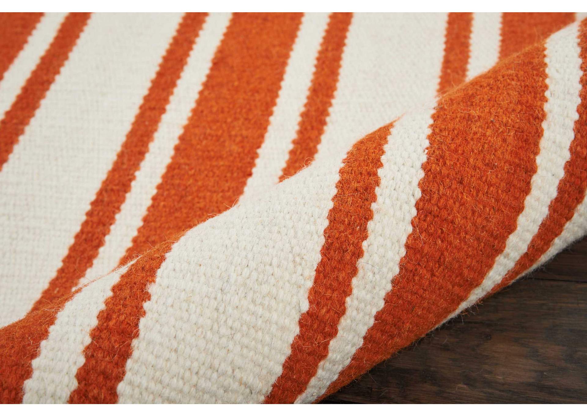 Nourison Rio Vista DST01 White and Orange 8'x11' Oversized Flat Weave Rug,Nourison