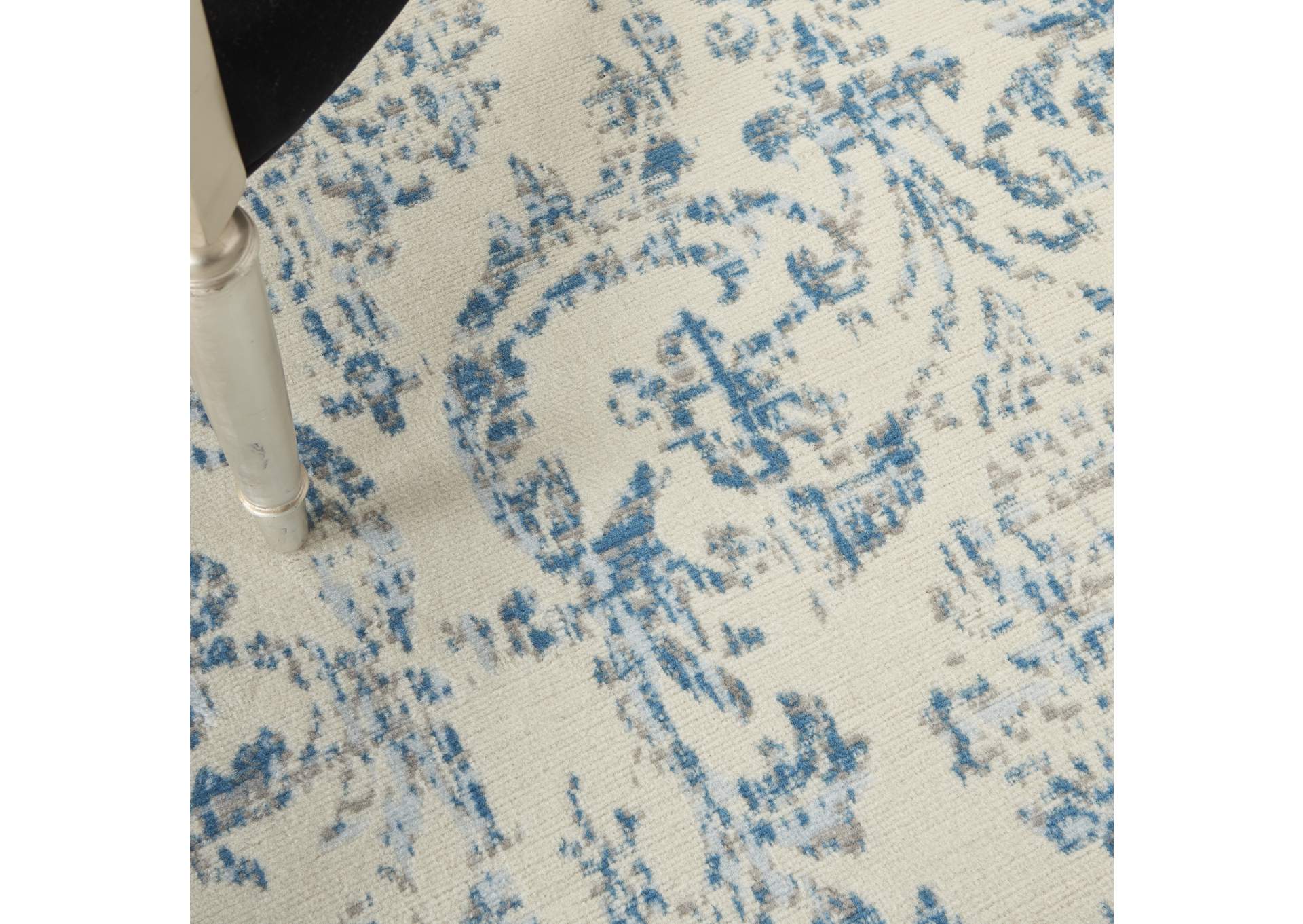 Nourison Jubilant JUB09 White and Blue 5'x7' Farmhouse Area Rug,Nourison