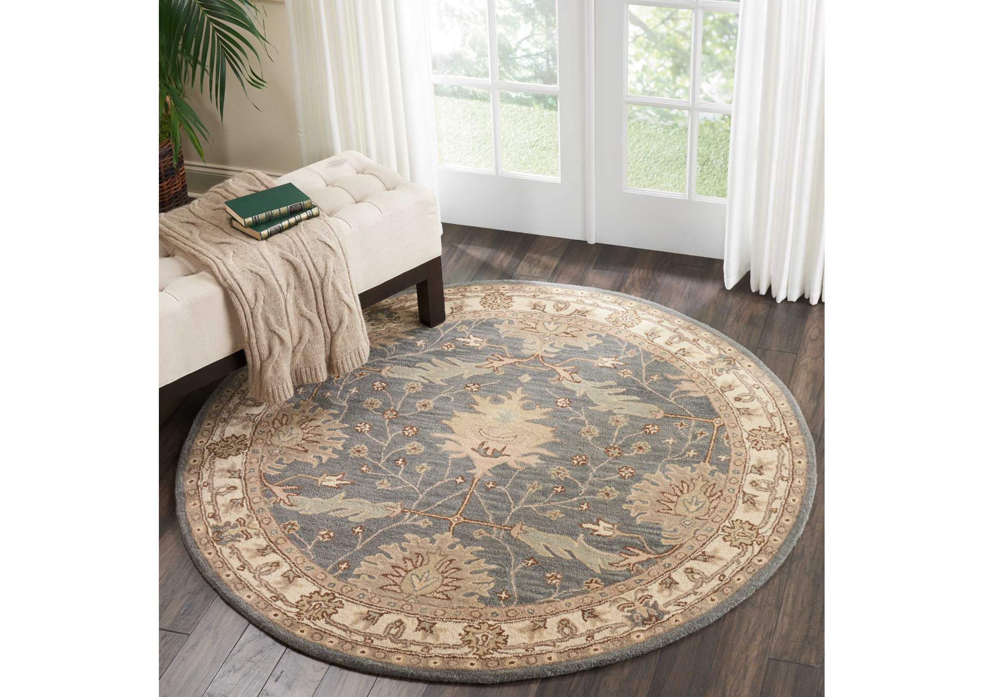 Nourison India House 6' Round Blue Area Rug,Nourison