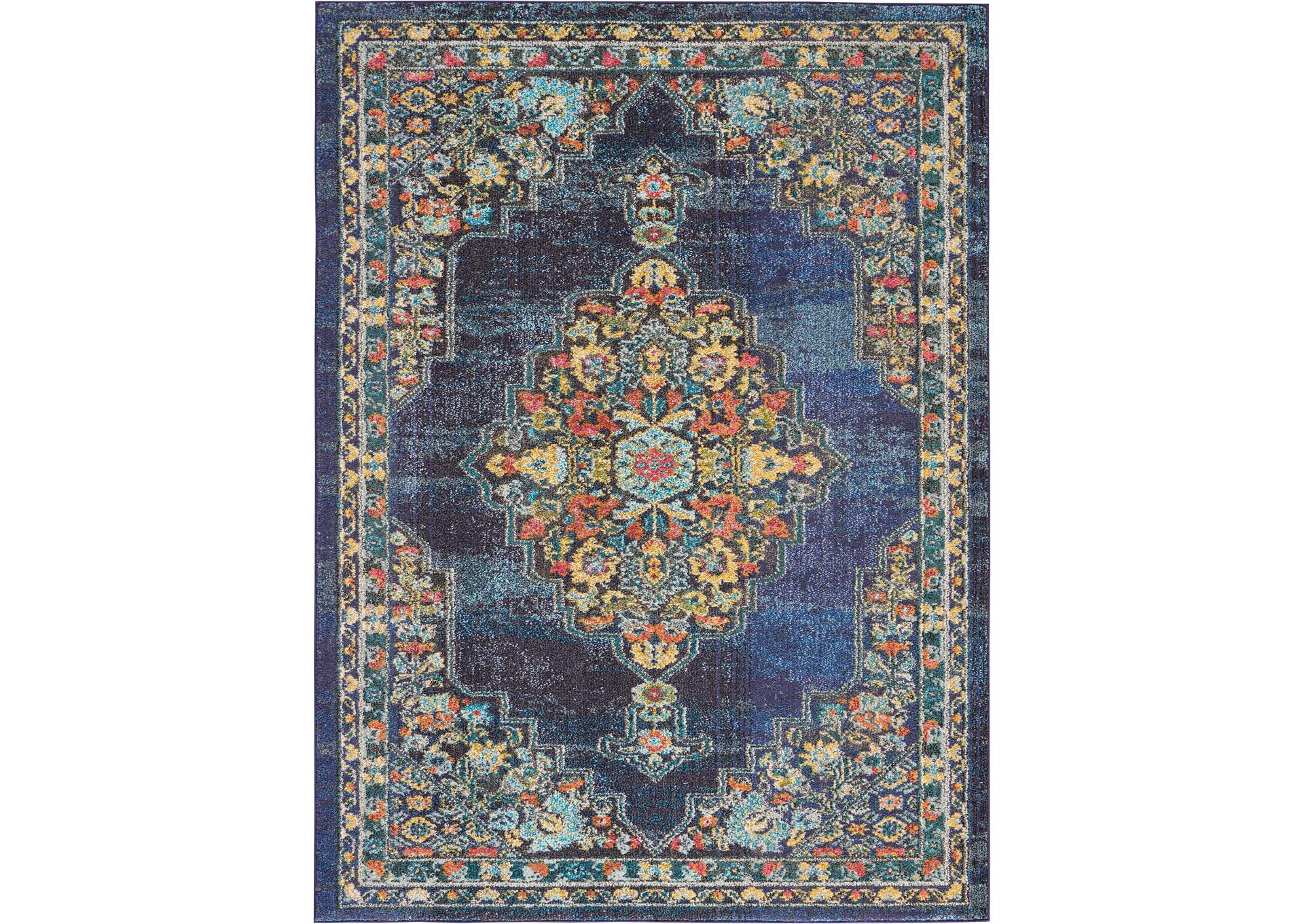 Nourison Passionate PST01 Dark Blue Multicolor 5'x7' Kashan Area Rug,Nourison
