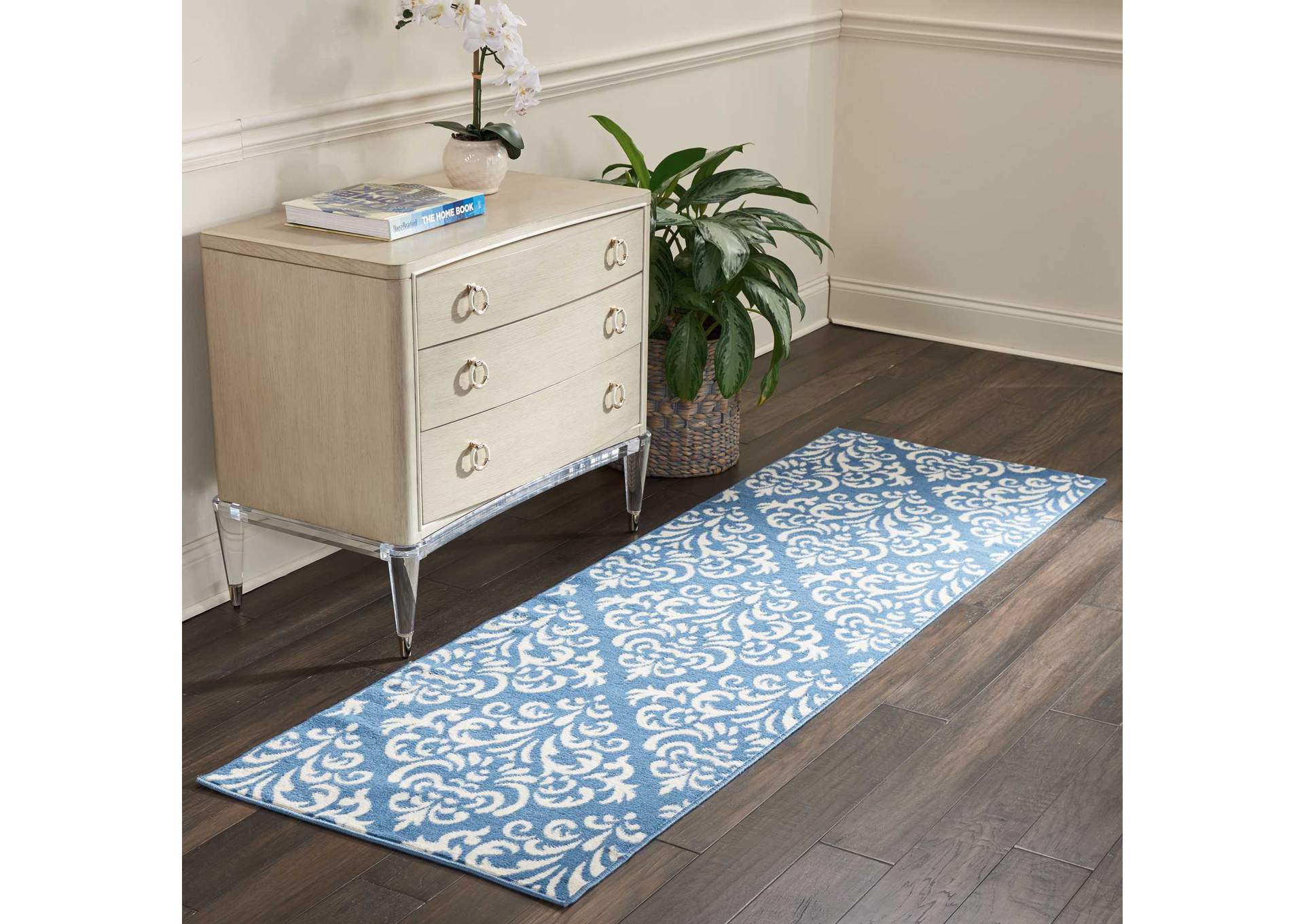 Nourison Grafix GRF06 Blue 8' Runner Hallway Rug,Nourison