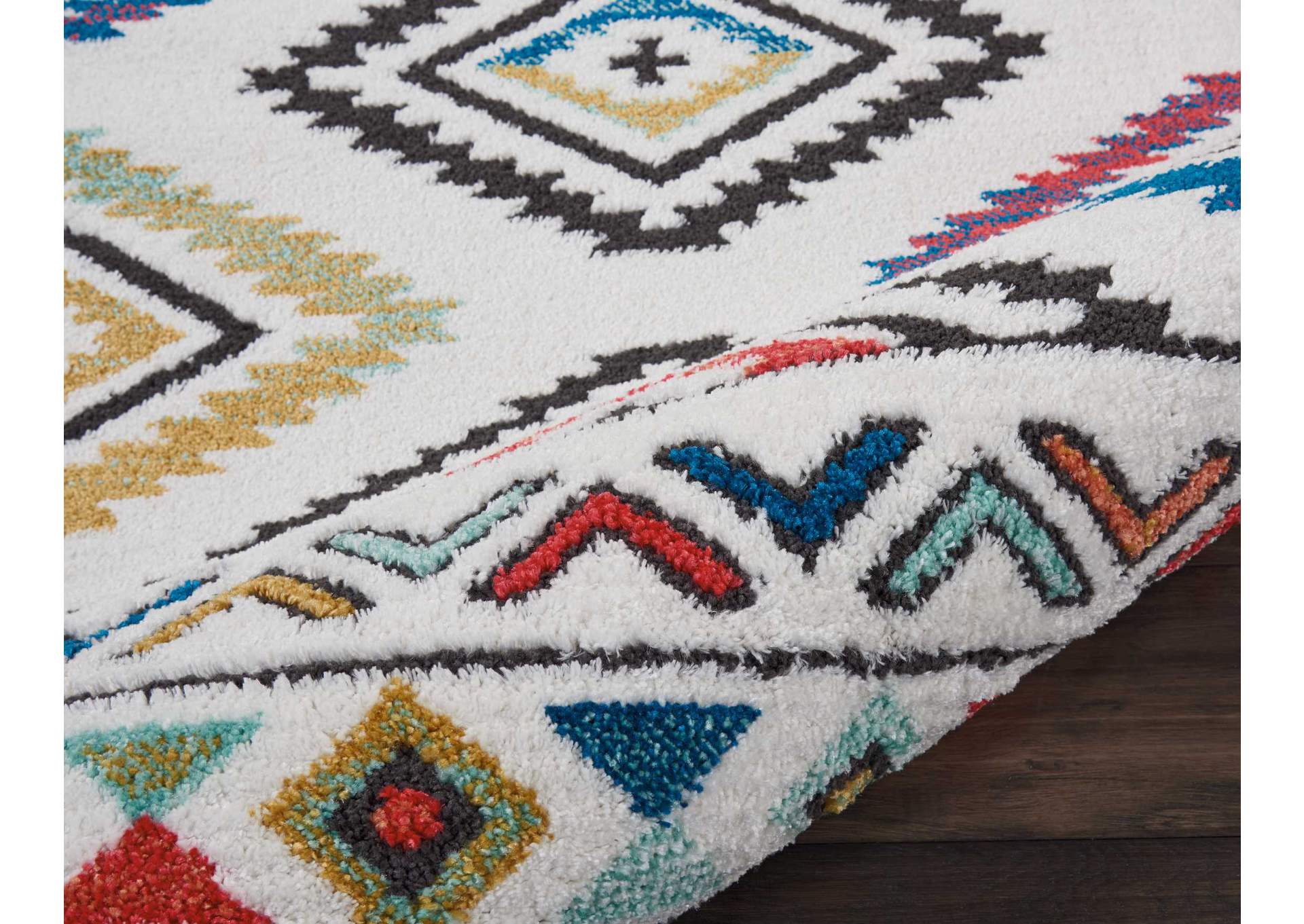 Nourison South Western NAV06 White Multicolor 8' Runner Hallway Rug,Nourison