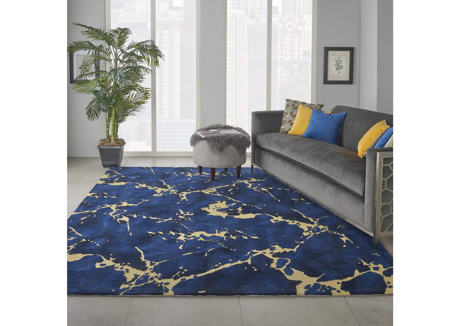 Nourison Symmetry SMM09 Navy Blue Artistic Oversized Rug,Nourison