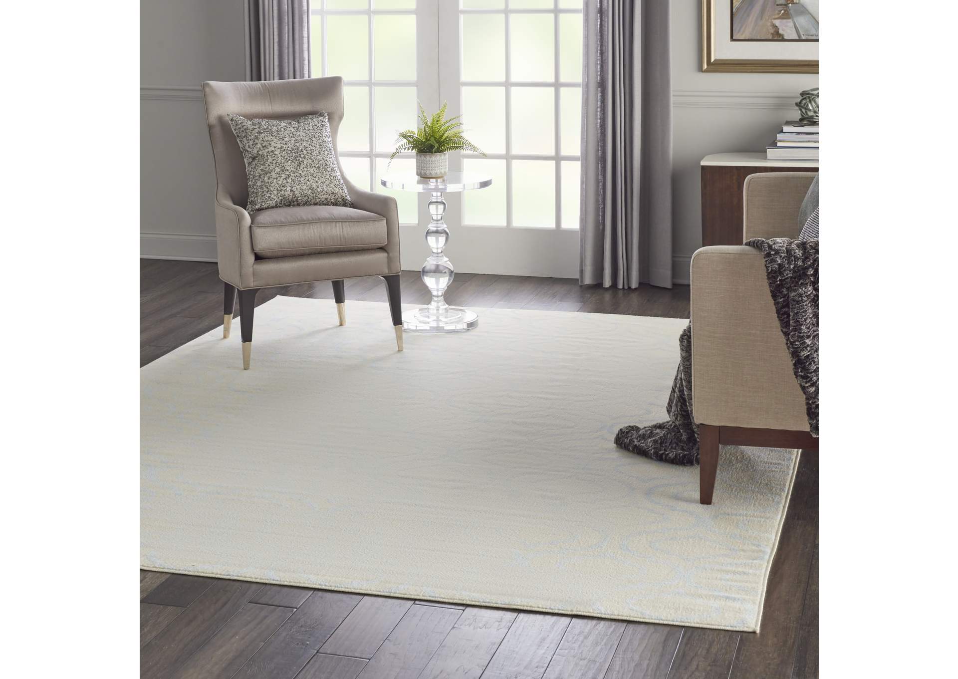 Nourison Jubilant JUB19 White and Blue 8'x10' Large Low-pile Rug,Nourison