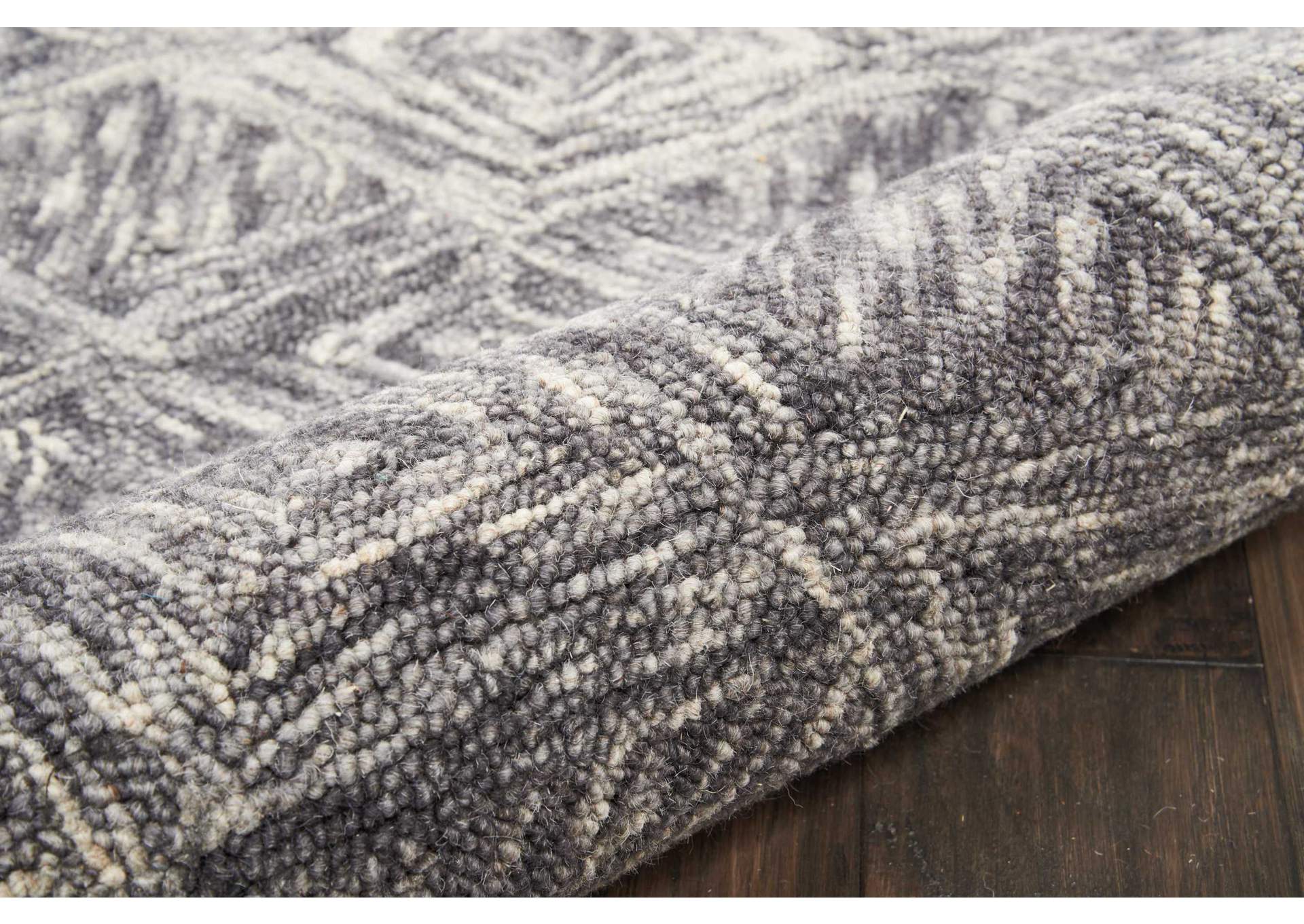 Nourison Linked Black 8' Runner Wool Hallway Rug,Nourison